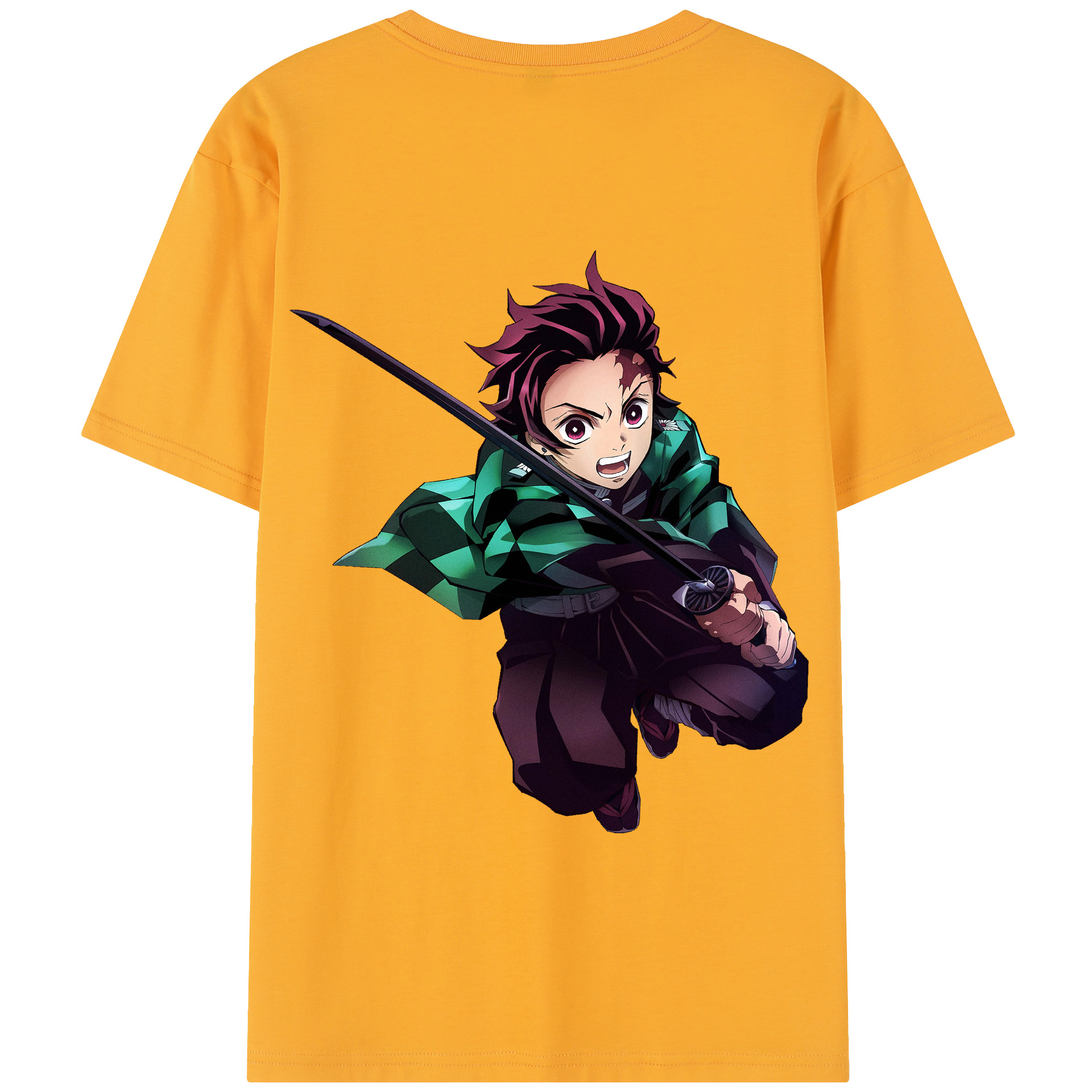 （画像用） 鬼滅の刃 竈門 炭治郎／かまど たんじろう Kamado Tanjirou 綿100％半袖Tシャツ（背面プリント）