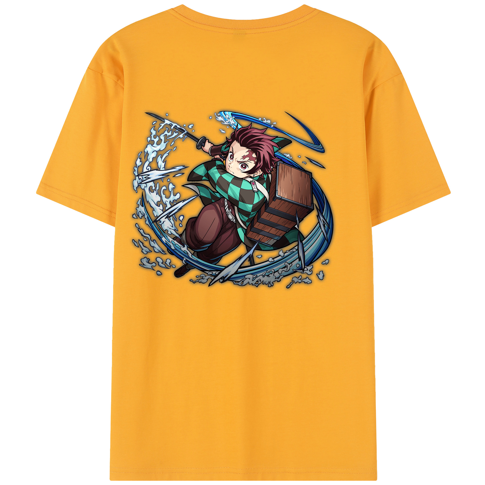 （画像用） 鬼滅の刃 竈門 炭治郎／かまど たんじろう Kamado Tanjirou 綿100％半袖Tシャツ（背面プリント）