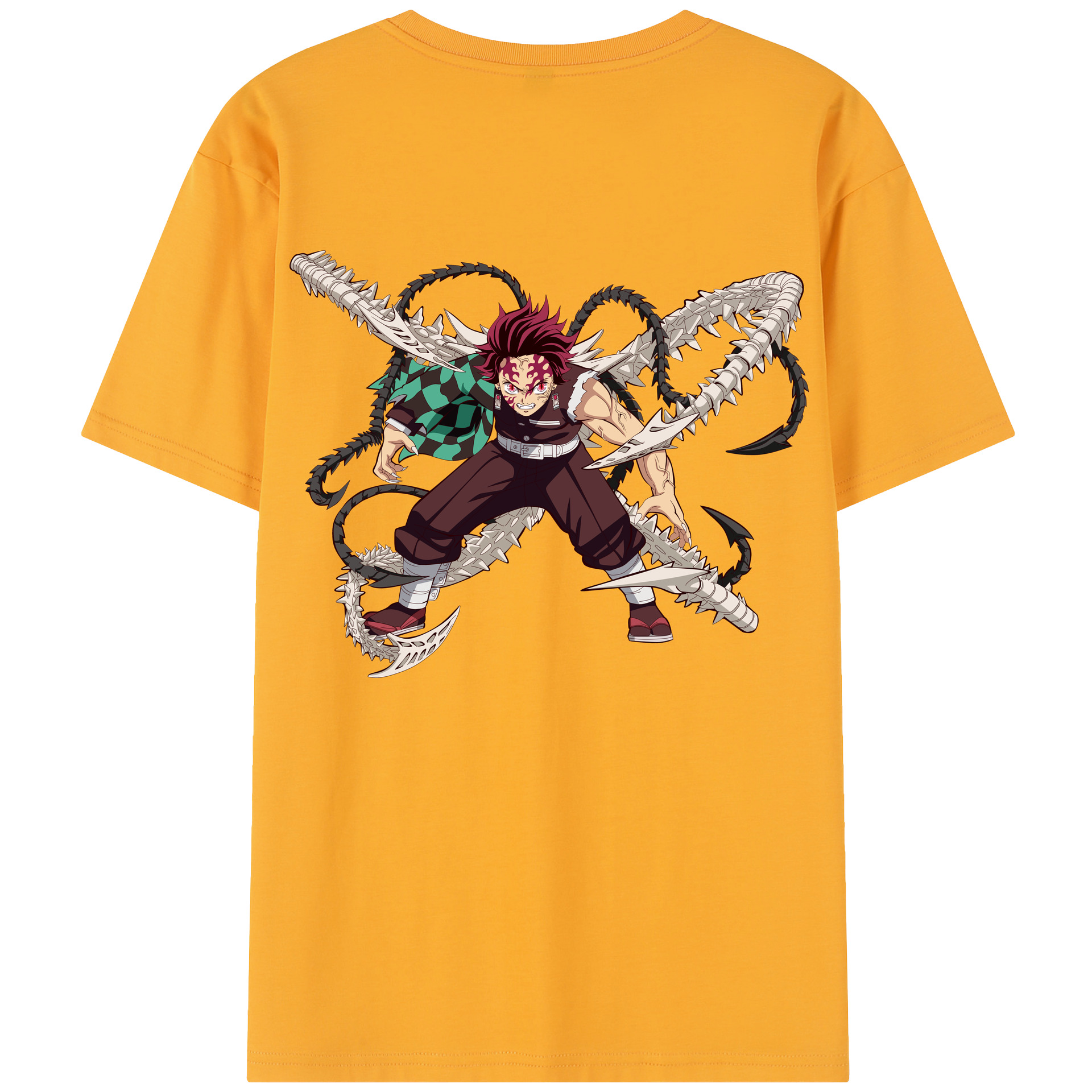 （画像用） 鬼滅の刃 竈門 炭治郎／かまど たんじろう Kamado Tanjirou 綿100％半袖Tシャツ（背面プリント）