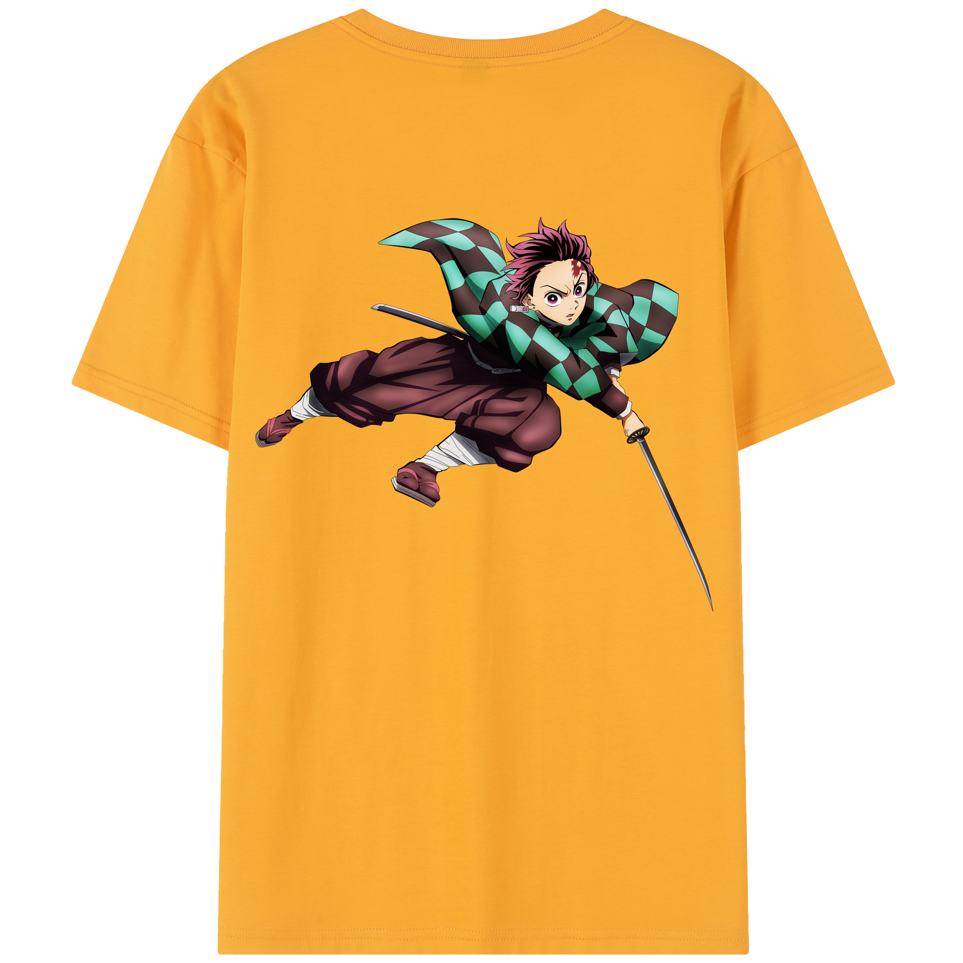 （画像用） 鬼滅の刃 竈門 炭治郎／かまど たんじろう Kamado Tanjirou 綿100％半袖Tシャツ（背面プリント）