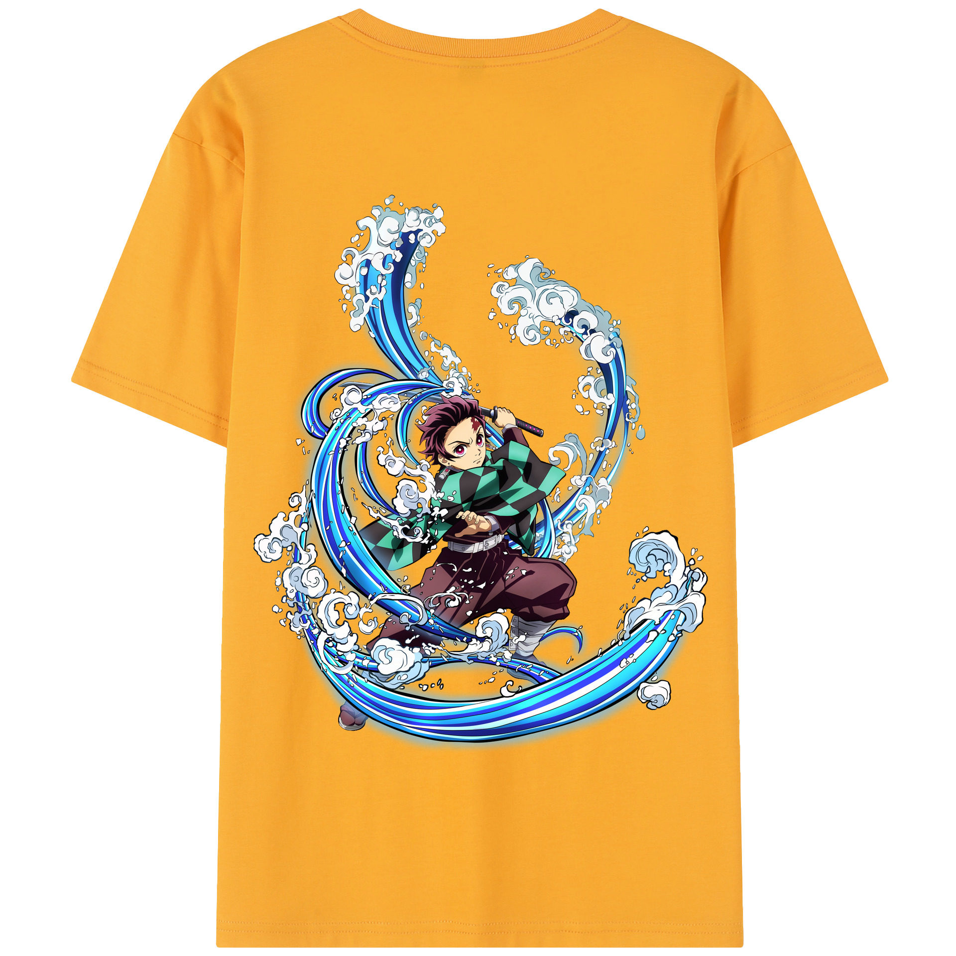 （画像用） 鬼滅の刃 竈門 炭治郎／かまど たんじろう Kamado Tanjirou 綿100％半袖Tシャツ（背面プリント）