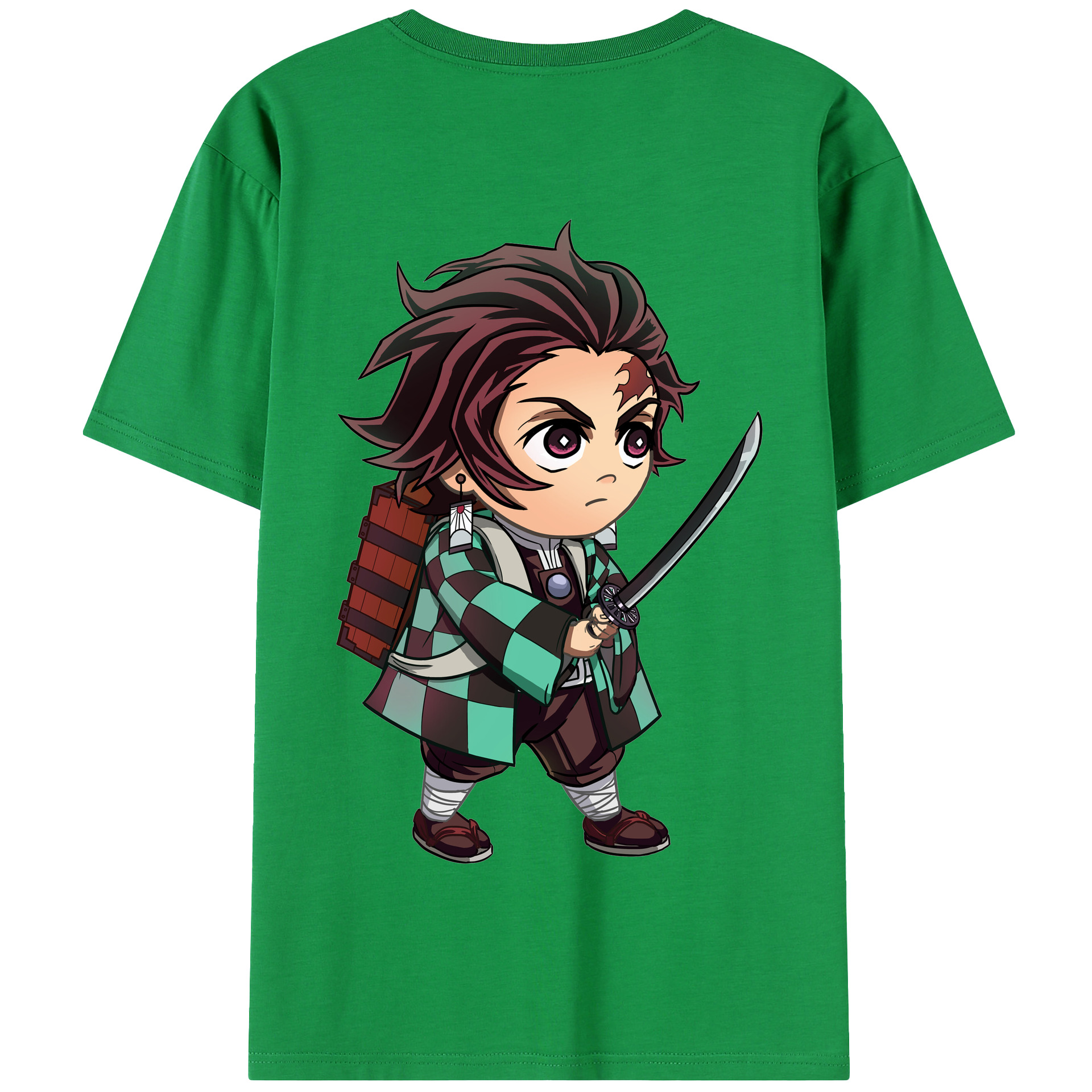 （画像用） 鬼滅の刃 竈門 炭治郎／かまど たんじろう Kamado Tanjirou 綿100％半袖Tシャツ（背面プリント）