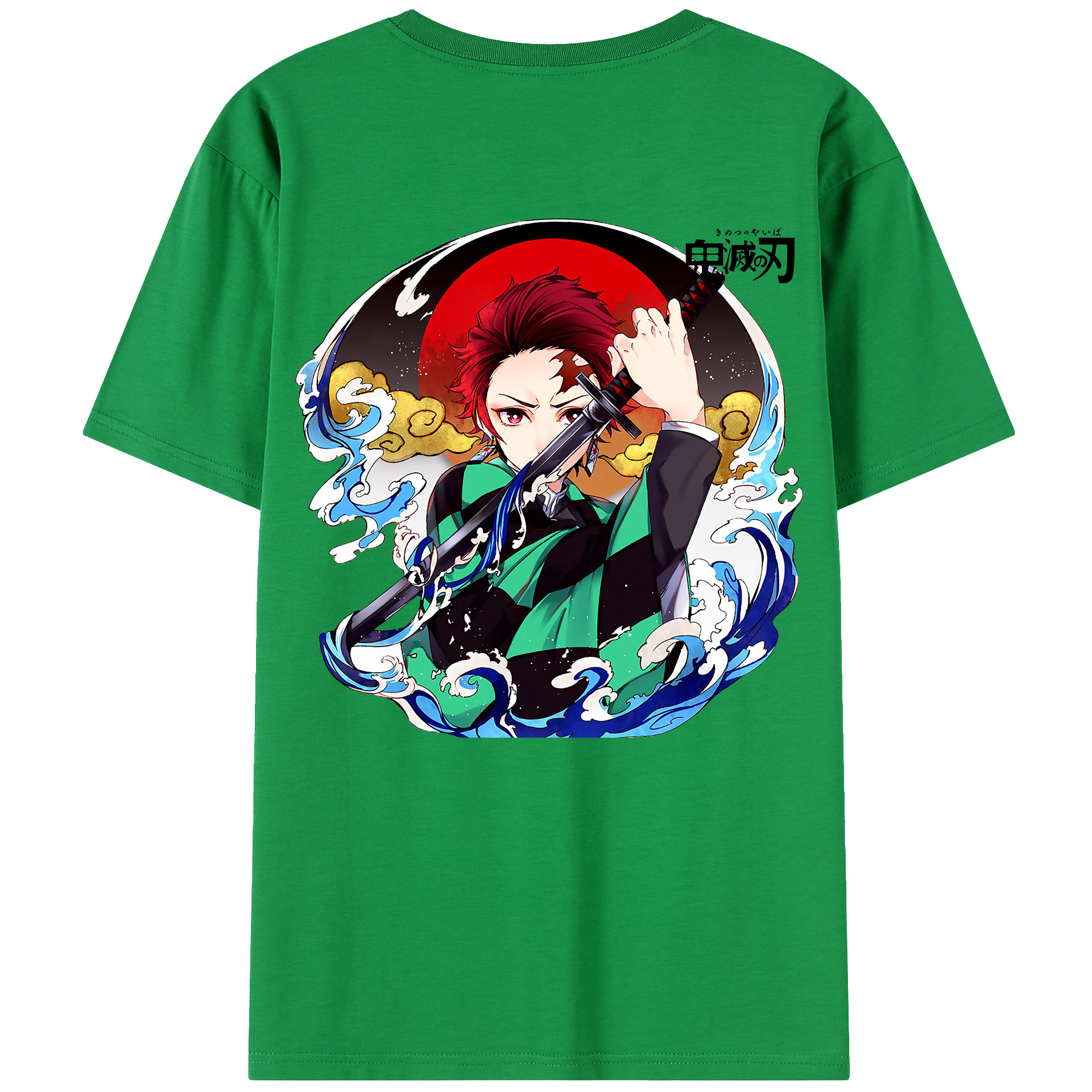 （画像用） 鬼滅の刃 竈門 炭治郎／かまど たんじろう Kamado Tanjirou 綿100％半袖Tシャツ（背面プリント）
