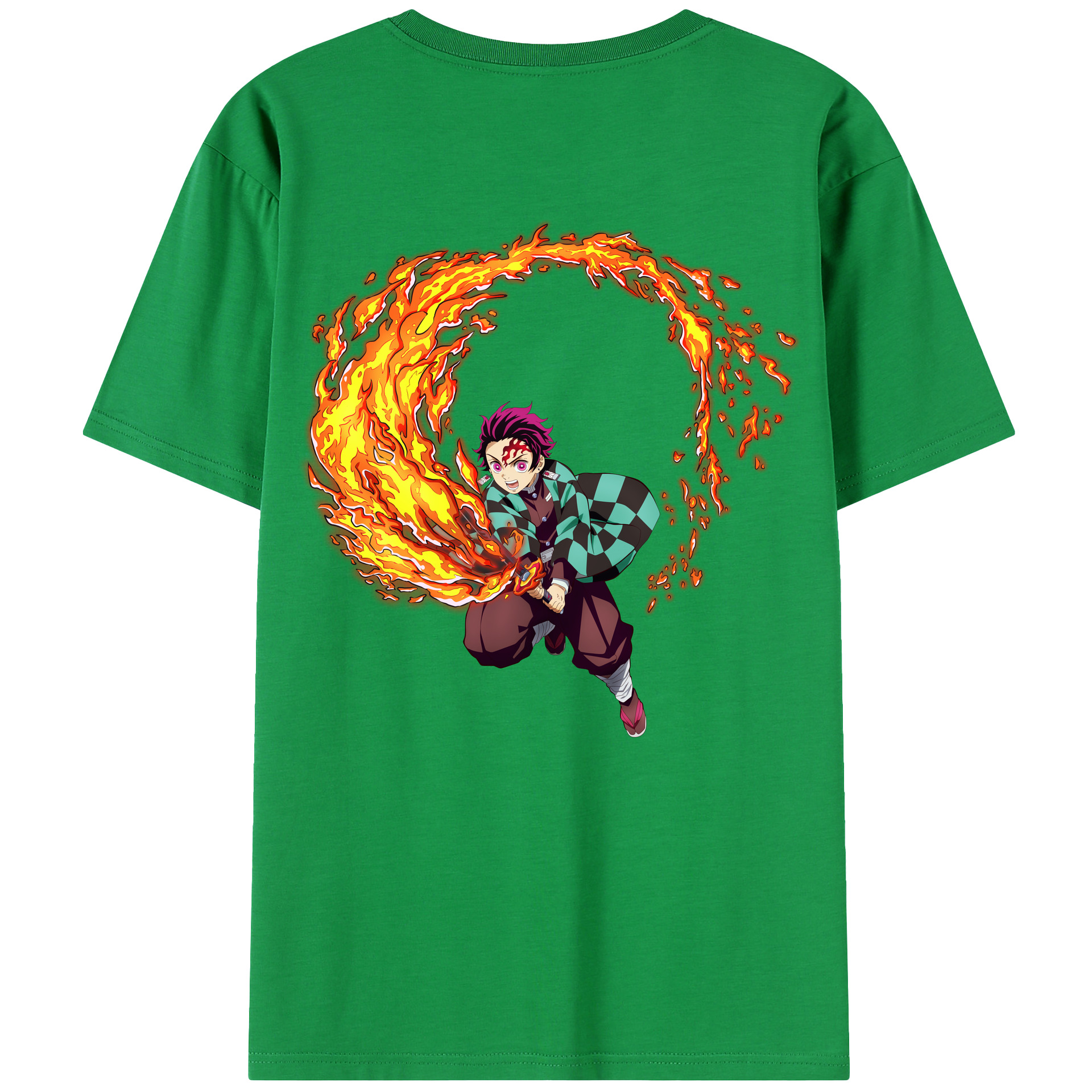 （画像用） 鬼滅の刃 竈門 炭治郎／かまど たんじろう Kamado Tanjirou 綿100％半袖Tシャツ（背面プリント）
