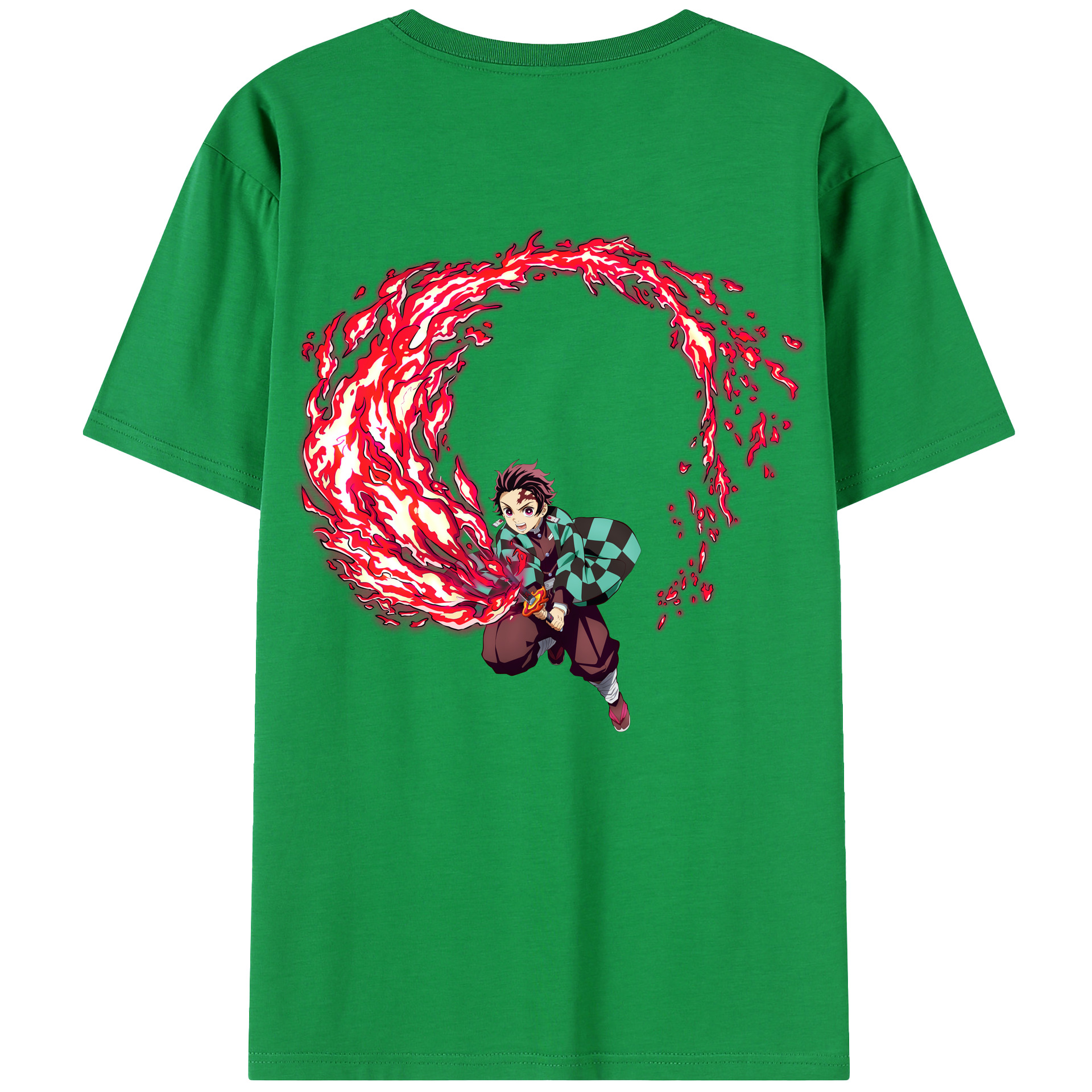 （画像用） 鬼滅の刃 竈門 炭治郎／かまど たんじろう Kamado Tanjirou 綿100％半袖Tシャツ（背面プリント）