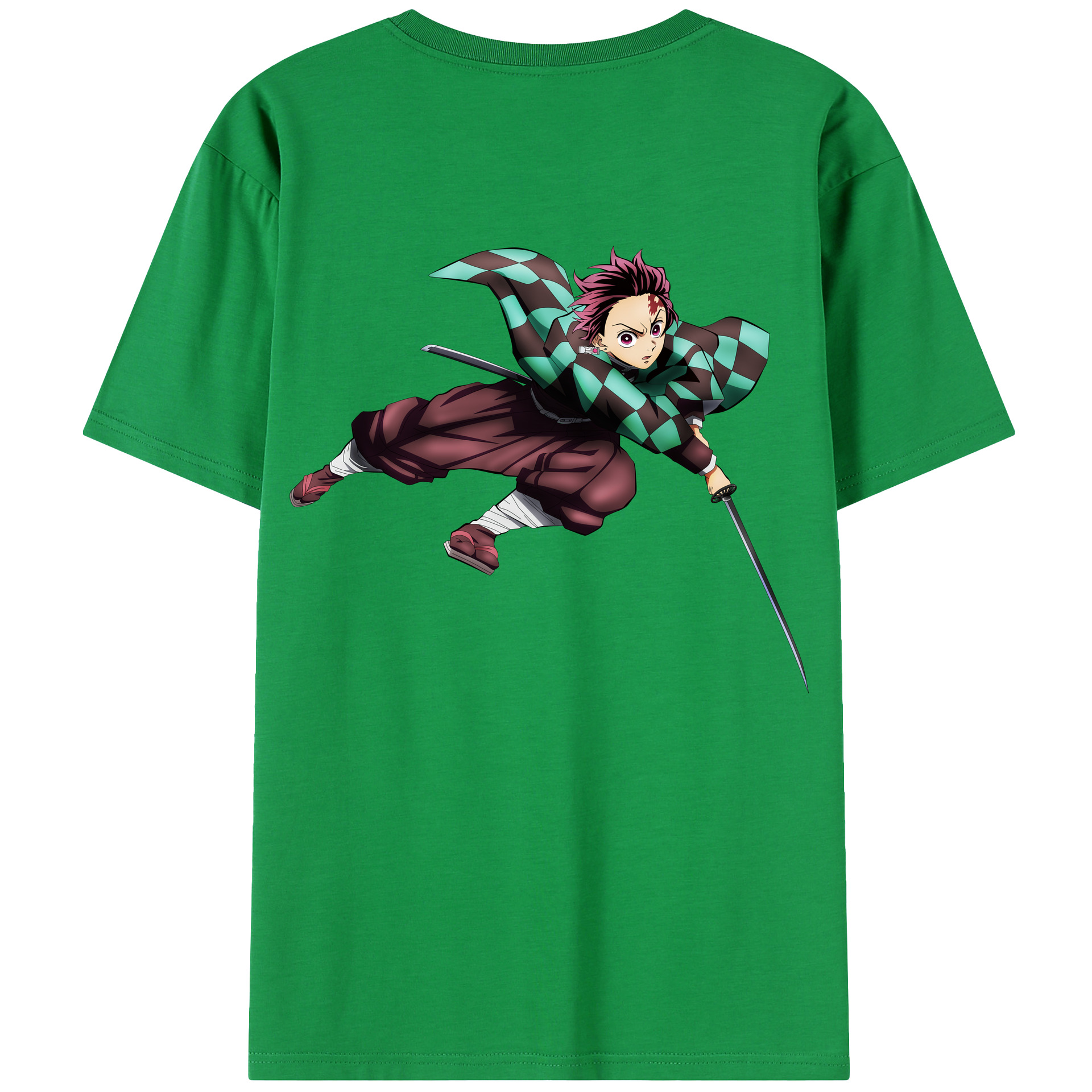 （画像用） 鬼滅の刃 竈門 炭治郎／かまど たんじろう Kamado Tanjirou 綿100％半袖Tシャツ（背面プリント）