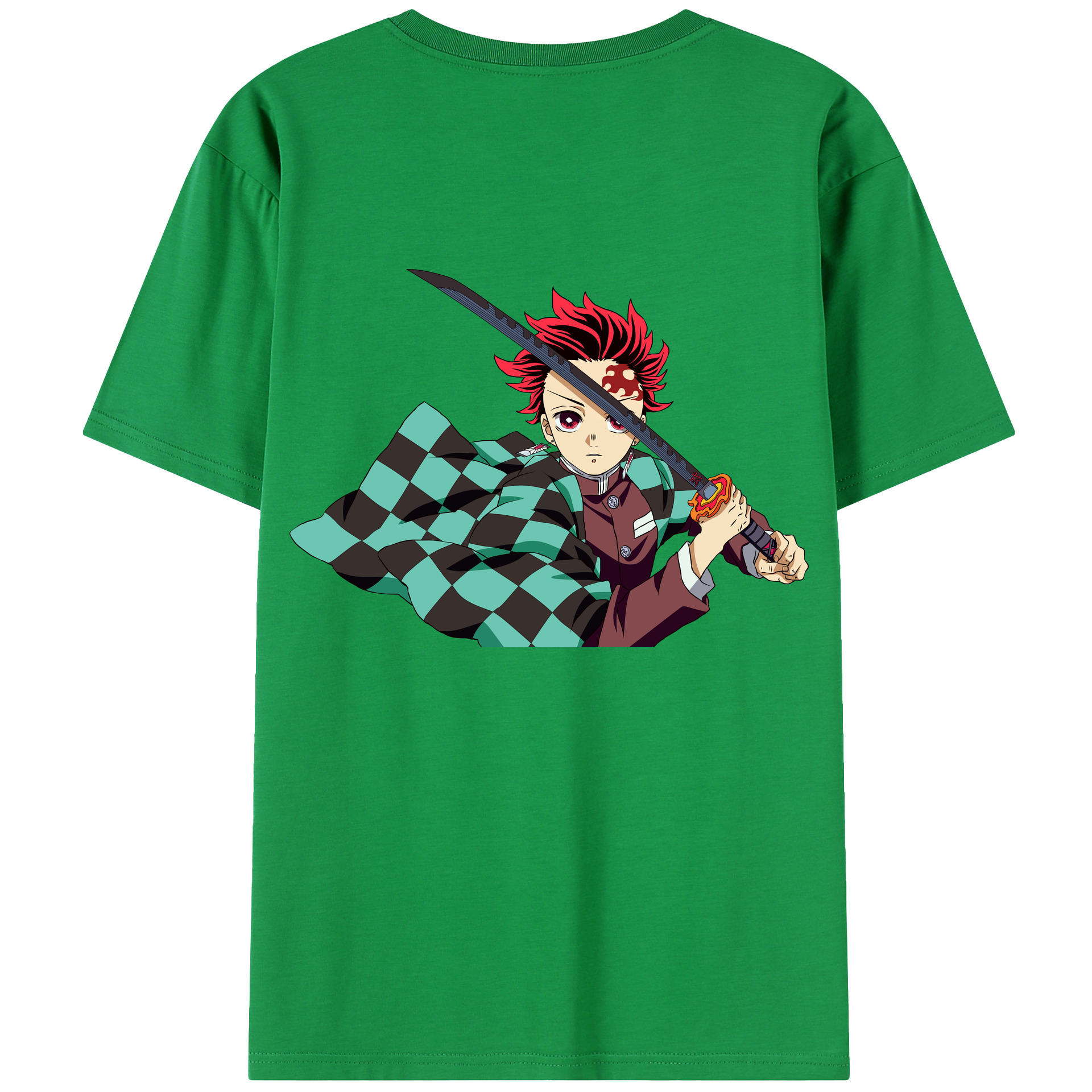 （画像用） 鬼滅の刃 竈門 炭治郎／かまど たんじろう Kamado Tanjirou 綿100％半袖Tシャツ（背面プリント）