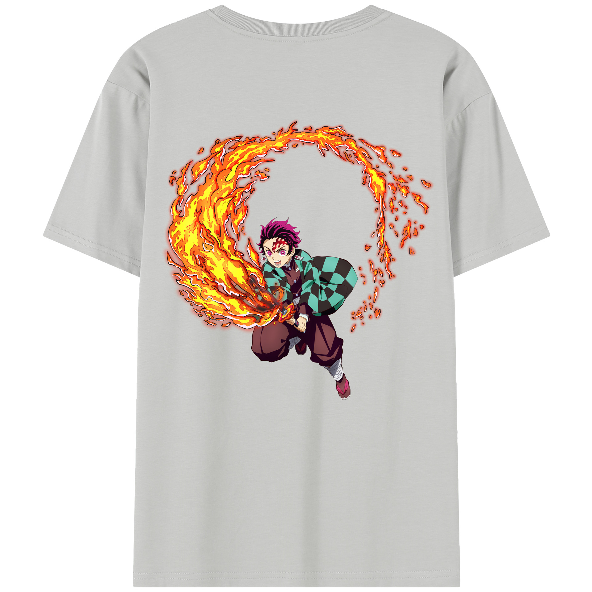 （画像用） 鬼滅の刃 竈門 炭治郎／かまど たんじろう Kamado Tanjirou 綿100％半袖Tシャツ（背面プリント）