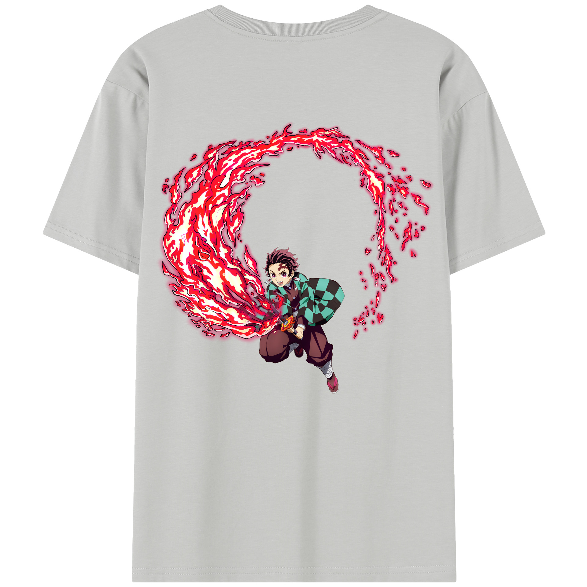 （画像用） 鬼滅の刃 竈門 炭治郎／かまど たんじろう Kamado Tanjirou 綿100％半袖Tシャツ（背面プリント）