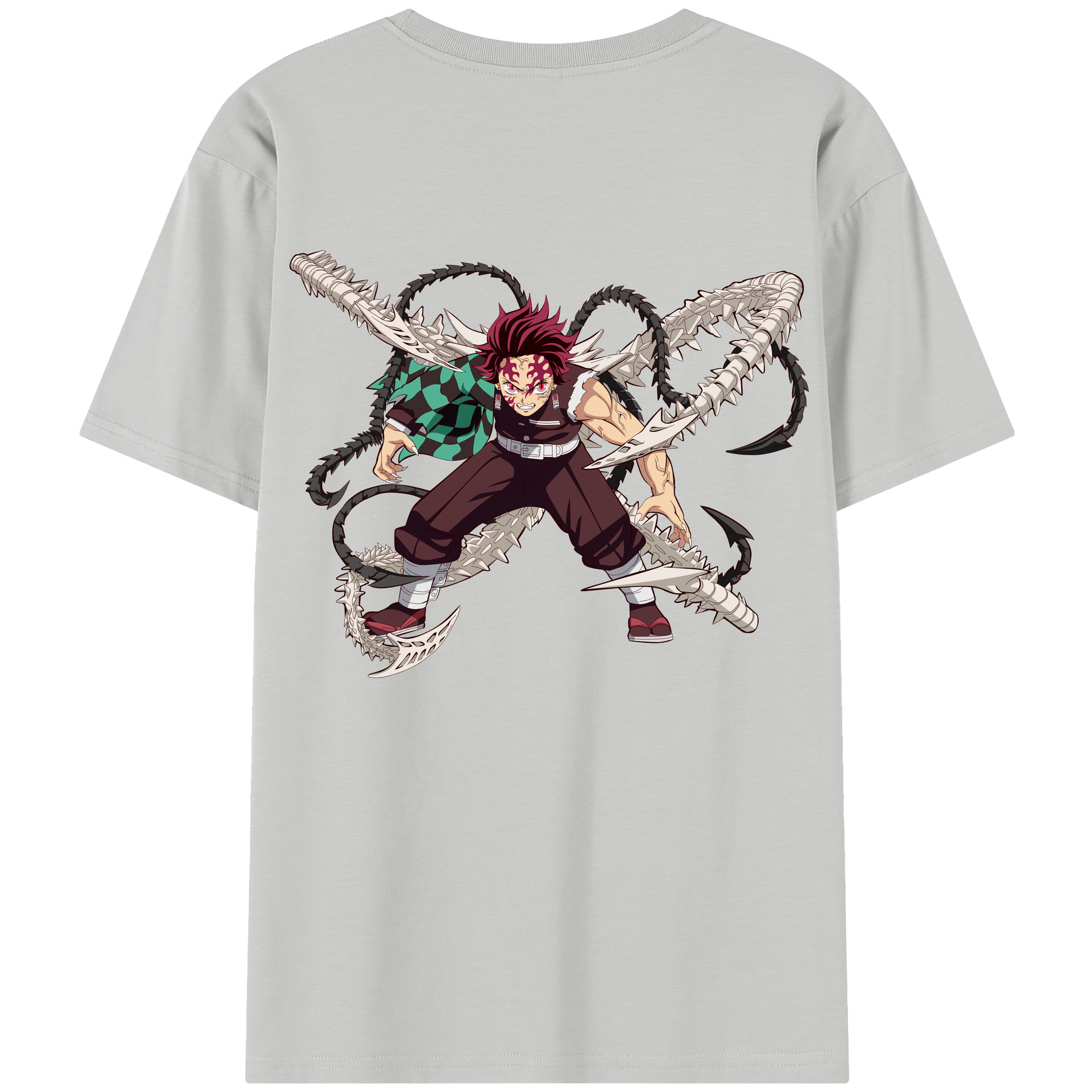 （画像用） 鬼滅の刃 竈門 炭治郎／かまど たんじろう Kamado Tanjirou 綿100％半袖Tシャツ（背面プリント）