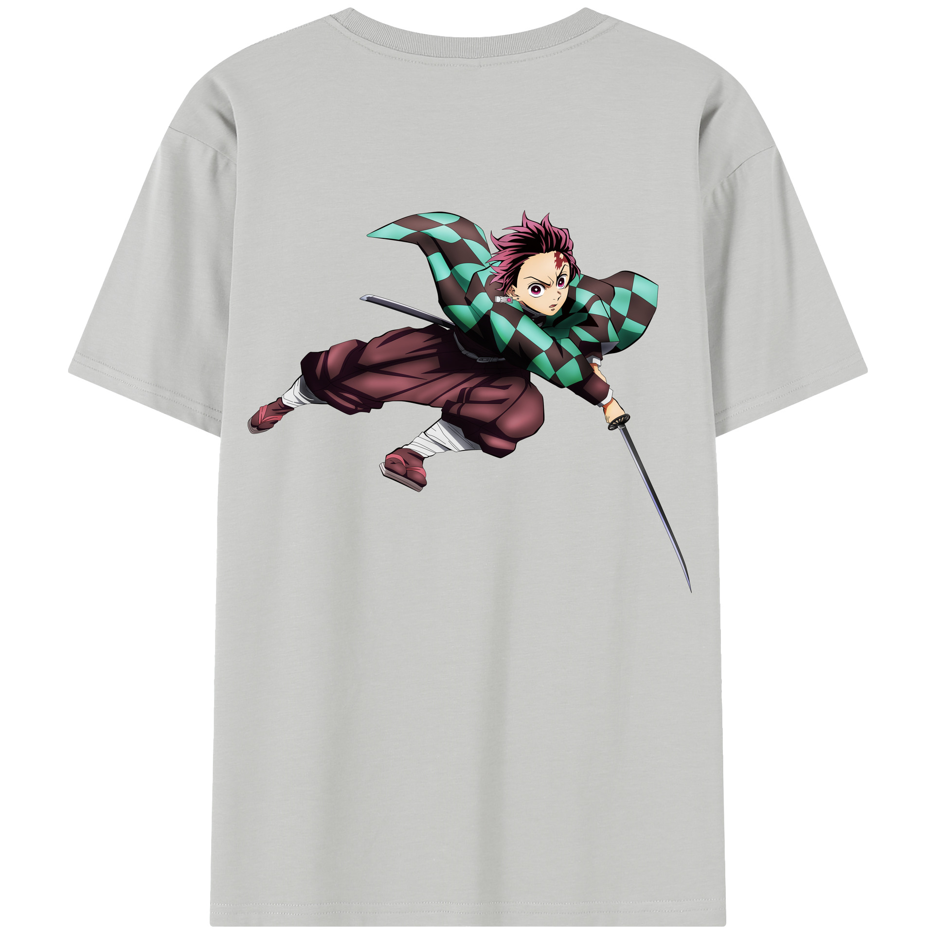 （画像用） 鬼滅の刃 竈門 炭治郎／かまど たんじろう Kamado Tanjirou 綿100％半袖Tシャツ（背面プリント）