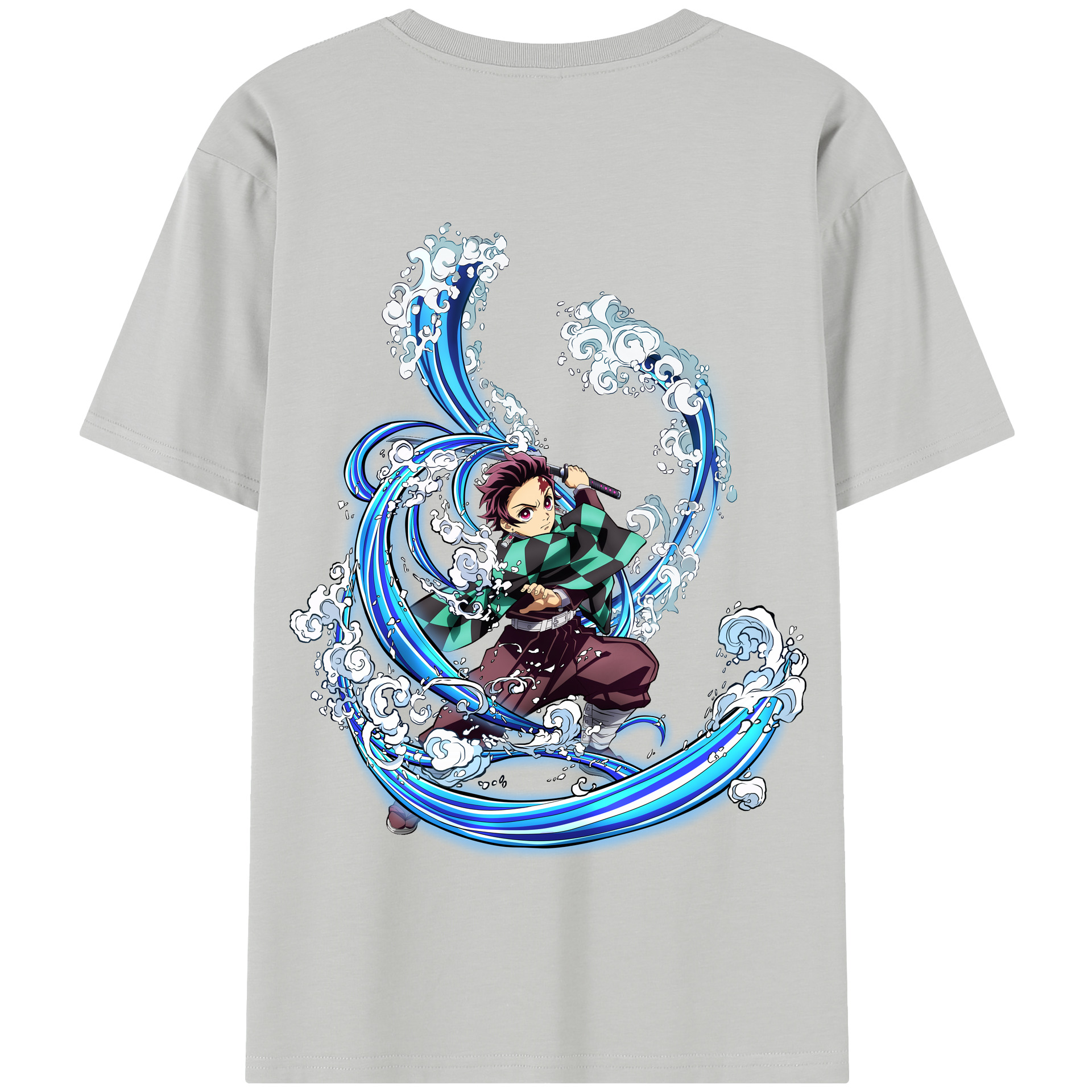 （画像用） 鬼滅の刃 竈門 炭治郎／かまど たんじろう Kamado Tanjirou 綿100％半袖Tシャツ（背面プリント）