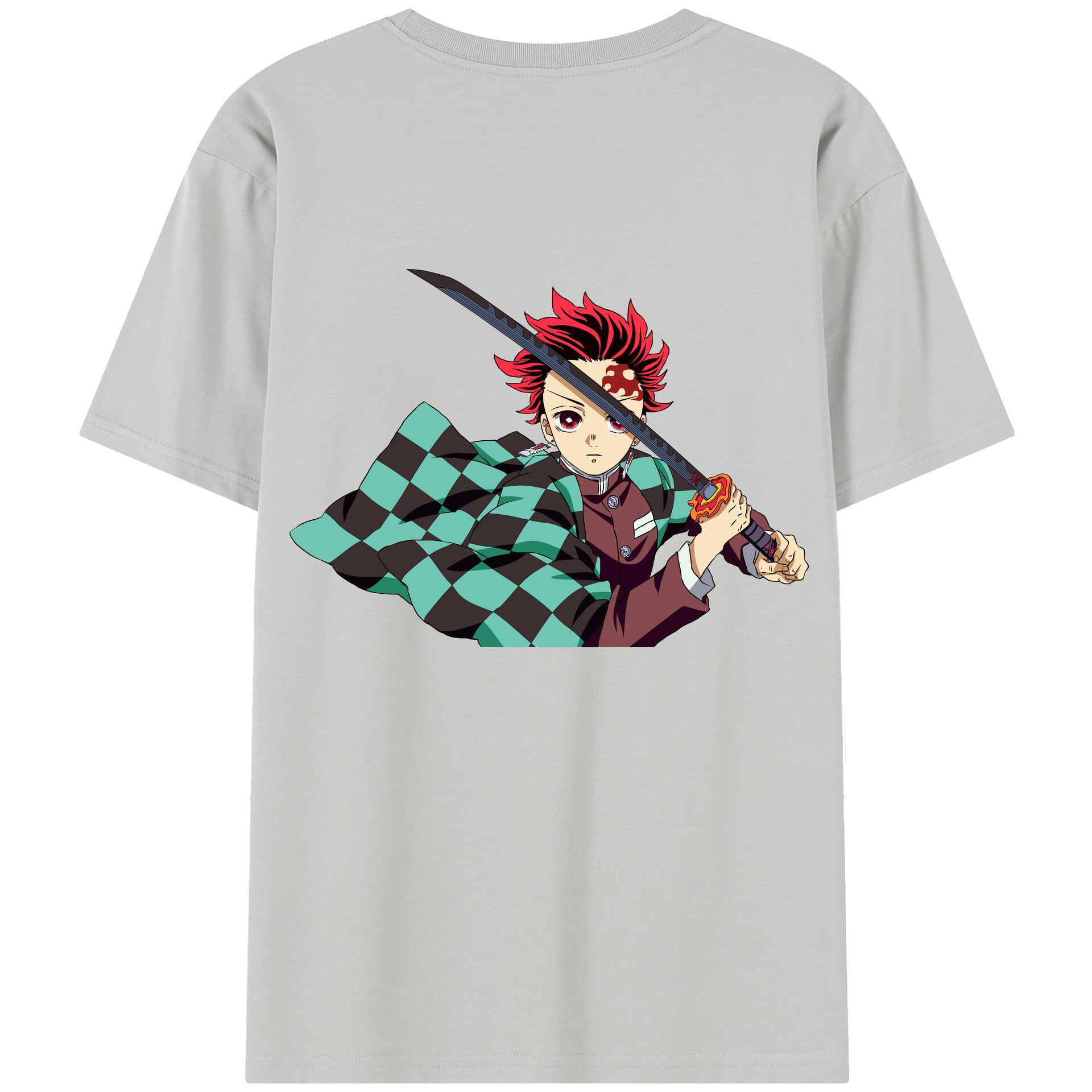 （画像用） 鬼滅の刃 竈門 炭治郎／かまど たんじろう Kamado Tanjirou 綿100％半袖Tシャツ（背面プリント）