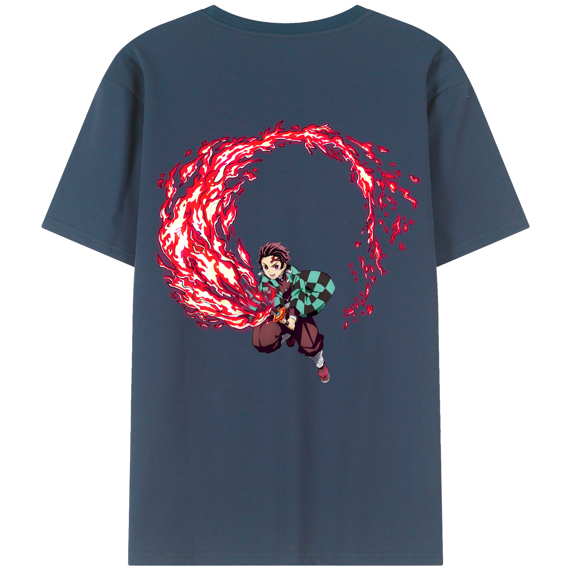 （画像用） 鬼滅の刃 竈門 炭治郎／かまど たんじろう Kamado Tanjirou 綿100％半袖Tシャツ（背面プリント）