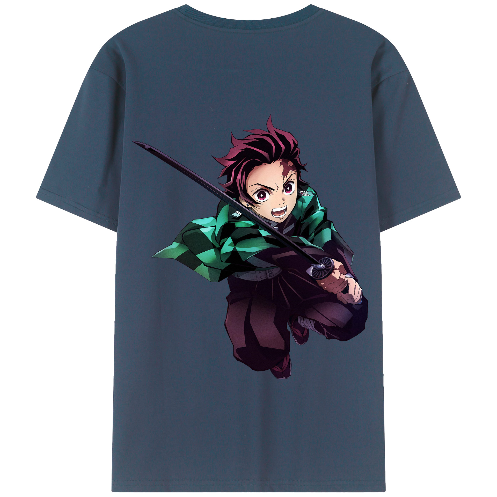 （画像用） 鬼滅の刃 竈門 炭治郎／かまど たんじろう Kamado Tanjirou 綿100％半袖Tシャツ（背面プリント）