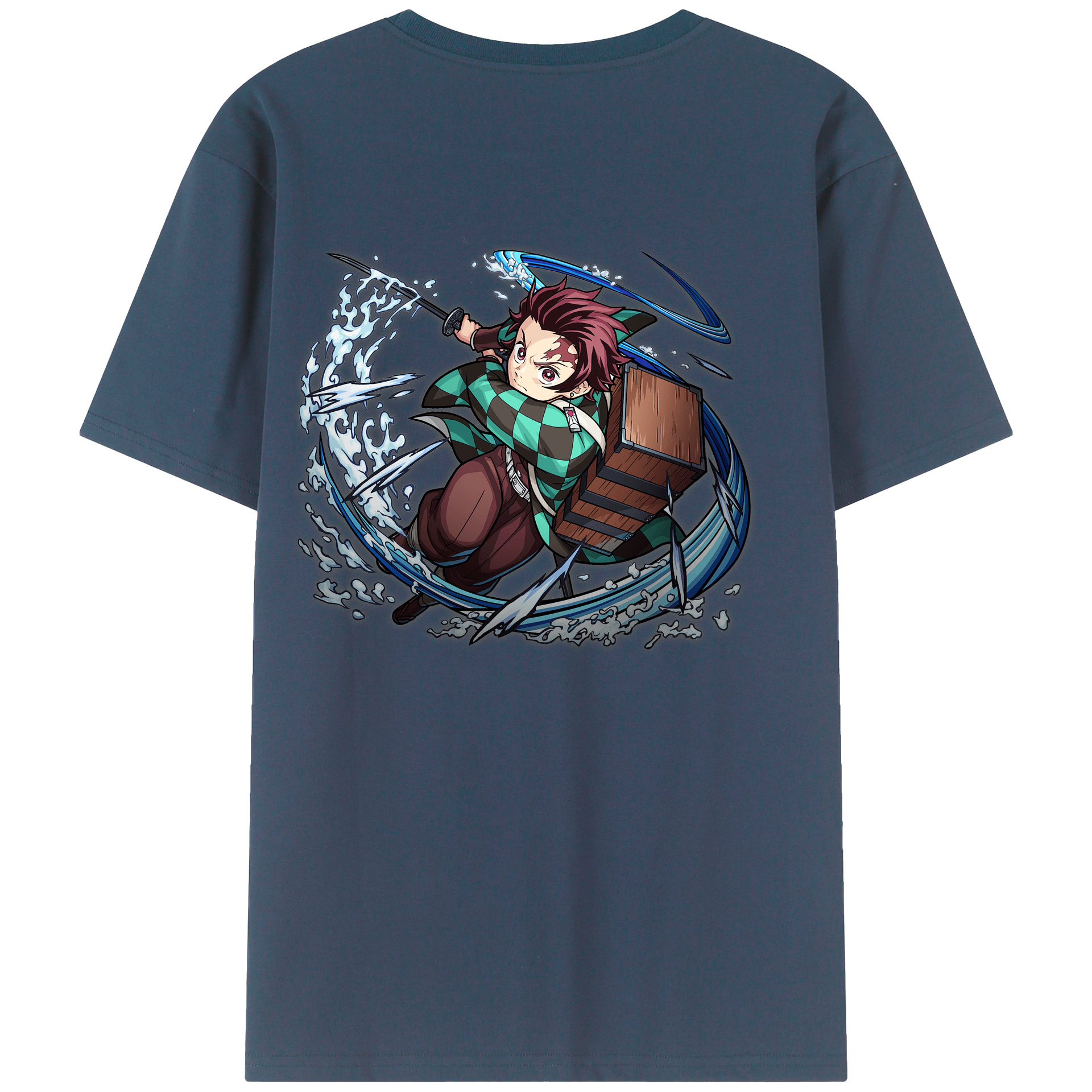 （画像用） 鬼滅の刃 竈門 炭治郎／かまど たんじろう Kamado Tanjirou 綿100％半袖Tシャツ（背面プリント）