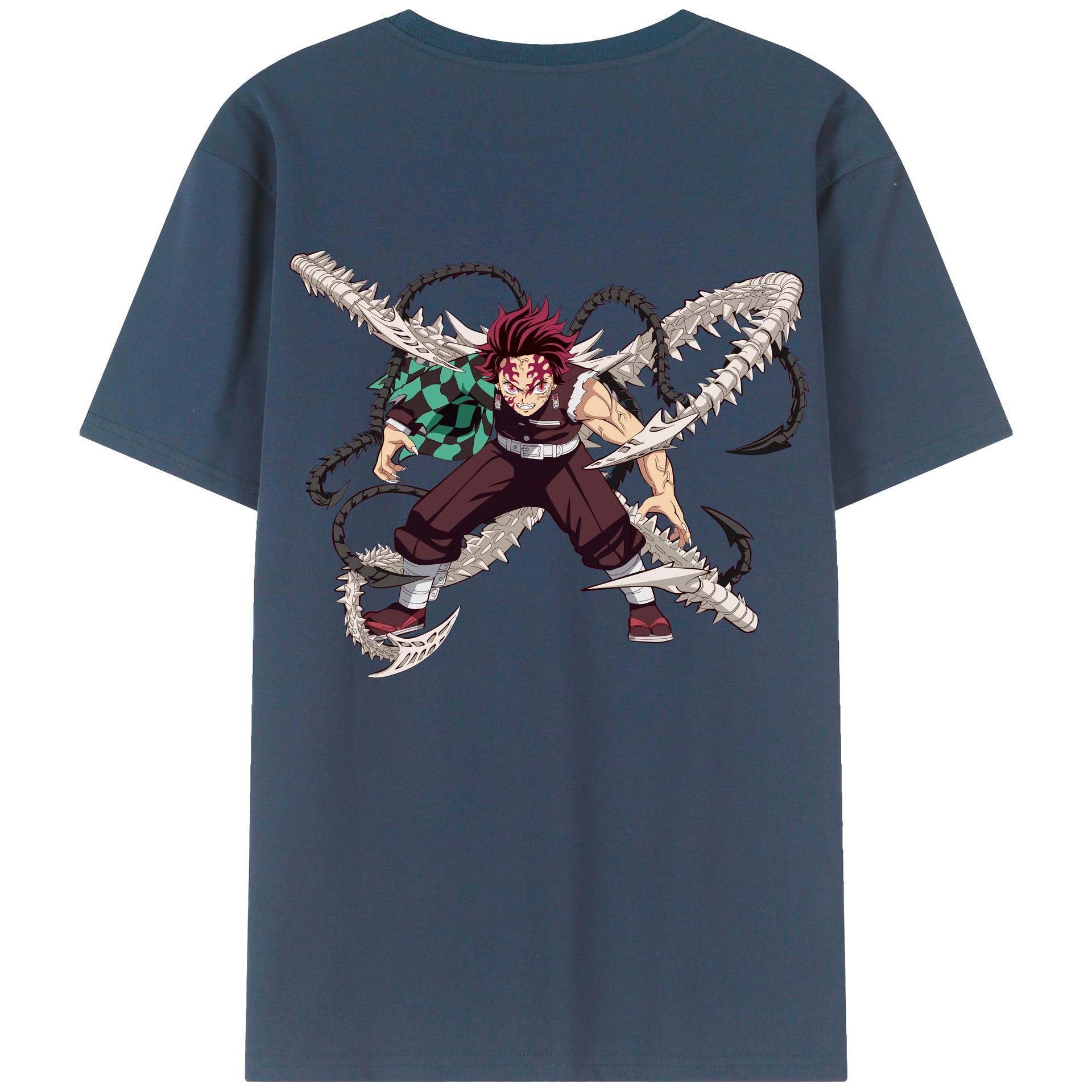（画像用） 鬼滅の刃 竈門 炭治郎／かまど たんじろう Kamado Tanjirou 綿100％半袖Tシャツ（背面プリント）