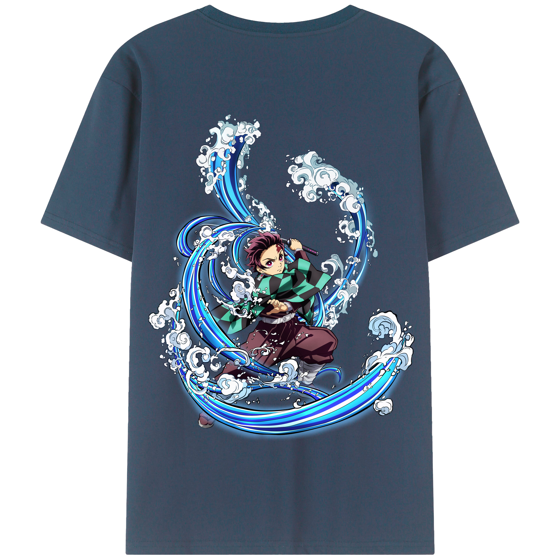 （画像用） 鬼滅の刃 竈門 炭治郎／かまど たんじろう Kamado Tanjirou 綿100％半袖Tシャツ（背面プリント）