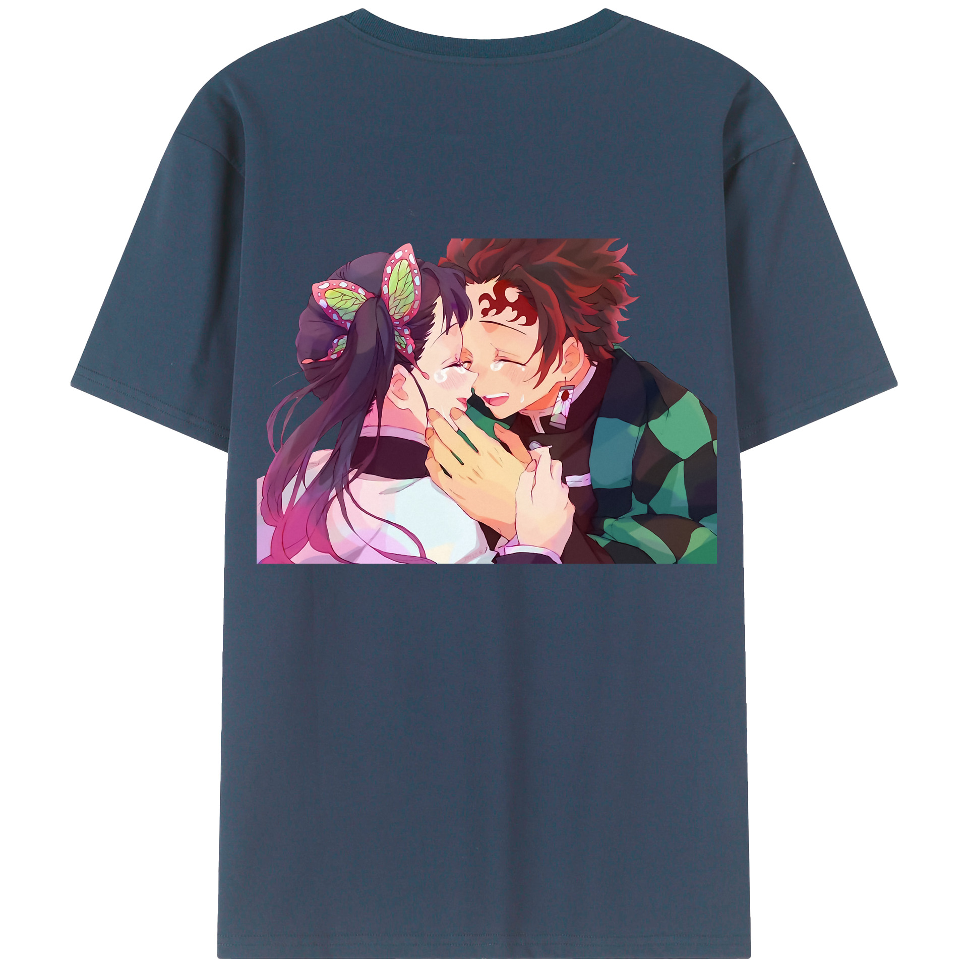 （画像用） 鬼滅の刃 竈門 炭治郎／かまど たんじろう Kamado Tanjirou 綿100％半袖Tシャツ（背面プリント）