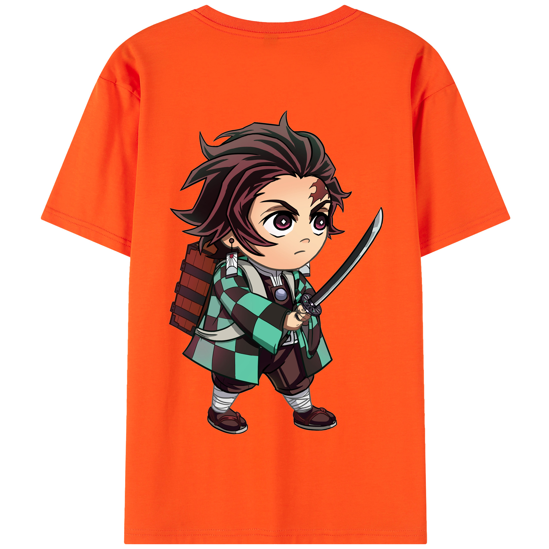 （画像用） 鬼滅の刃 竈門 炭治郎／かまど たんじろう Kamado Tanjirou 綿100％半袖Tシャツ（背面プリント）