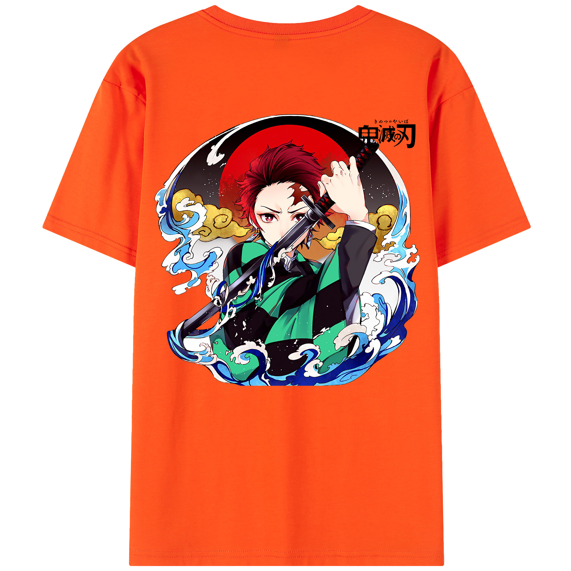 （画像用） 鬼滅の刃 竈門 炭治郎／かまど たんじろう Kamado Tanjirou 綿100％半袖Tシャツ（背面プリント）