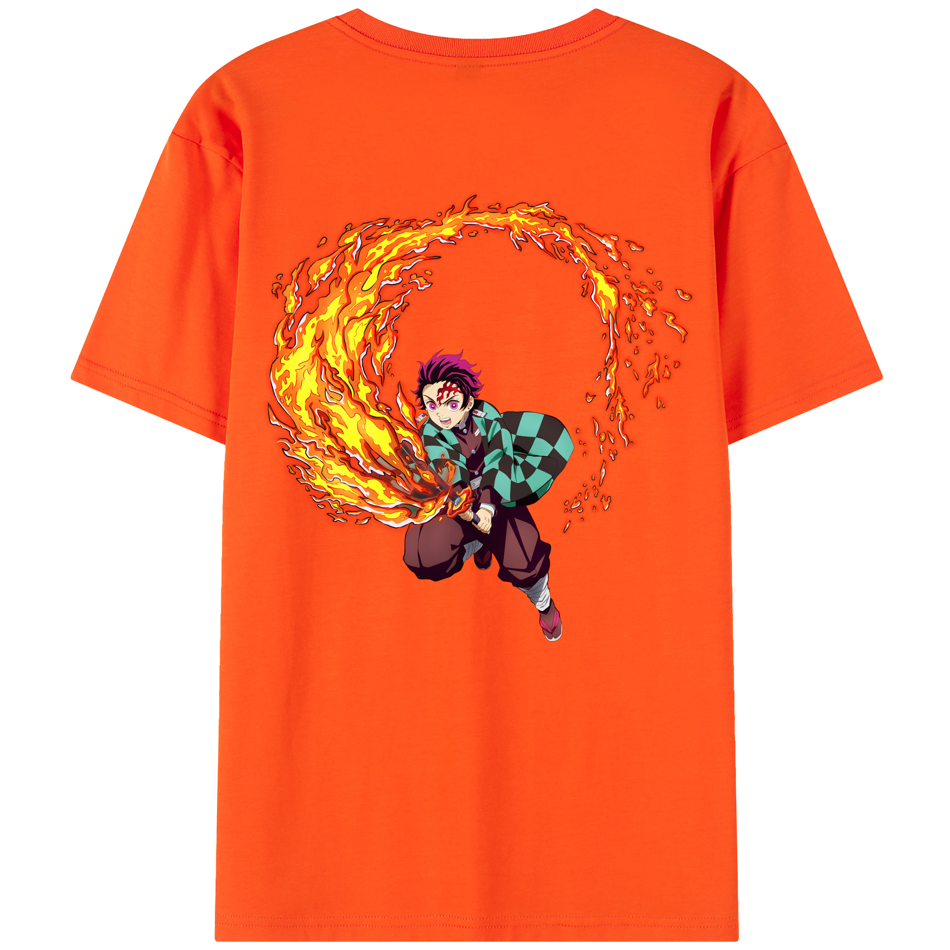（画像用） 鬼滅の刃 竈門 炭治郎／かまど たんじろう Kamado Tanjirou 綿100％半袖Tシャツ（背面プリント）