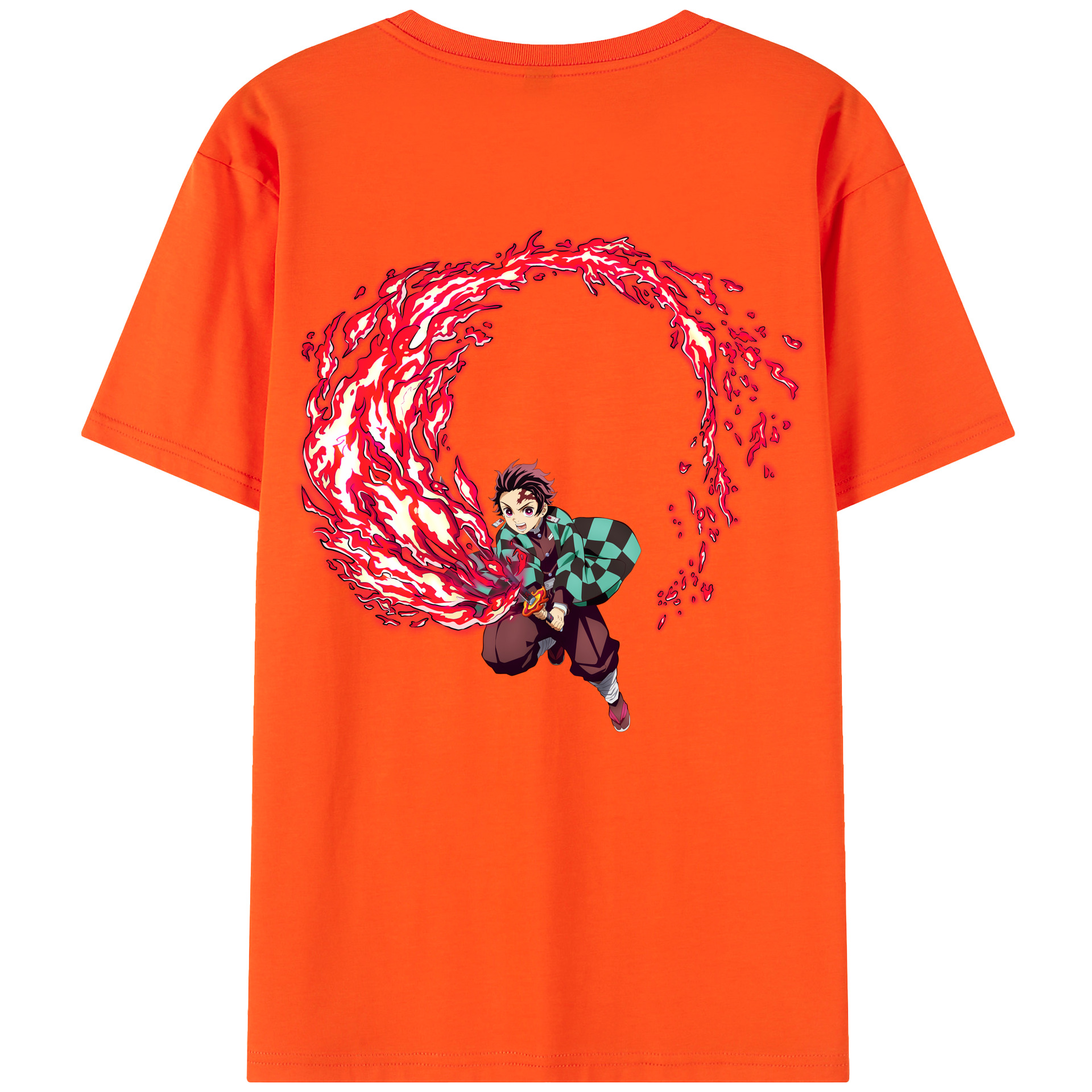 （画像用） 鬼滅の刃 竈門 炭治郎／かまど たんじろう Kamado Tanjirou 綿100％半袖Tシャツ（背面プリント）