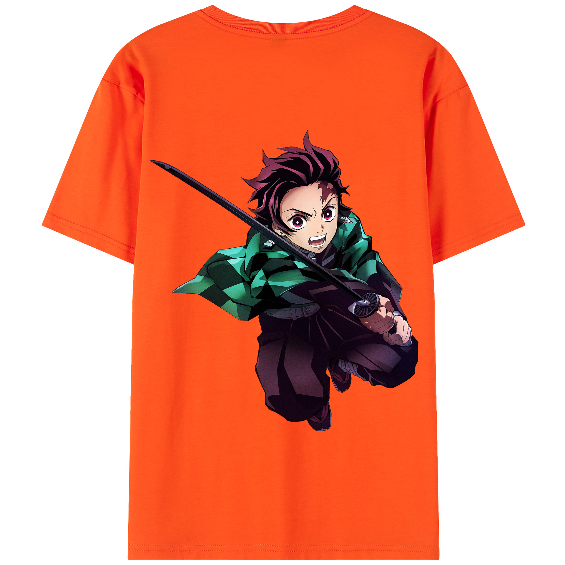 （画像用） 鬼滅の刃 竈門 炭治郎／かまど たんじろう Kamado Tanjirou 綿100％半袖Tシャツ（背面プリント）