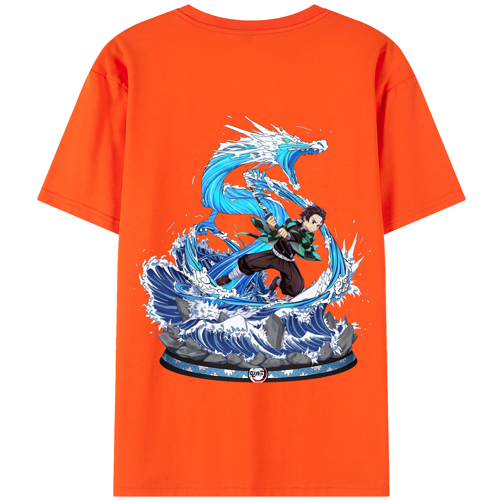 （画像用） 鬼滅の刃 竈門 炭治郎／かまど たんじろう Kamado Tanjirou 綿100％半袖Tシャツ（背面プリント）