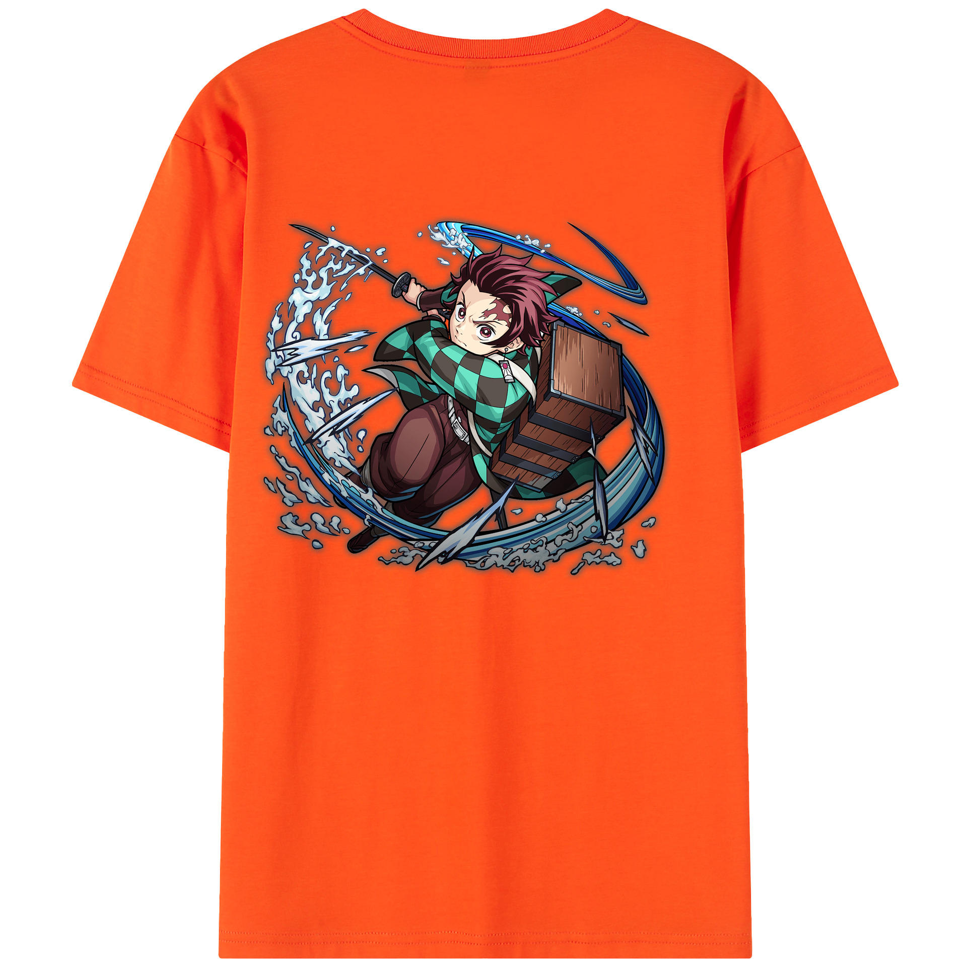 （画像用） 鬼滅の刃 竈門 炭治郎／かまど たんじろう Kamado Tanjirou 綿100％半袖Tシャツ（背面プリント）
