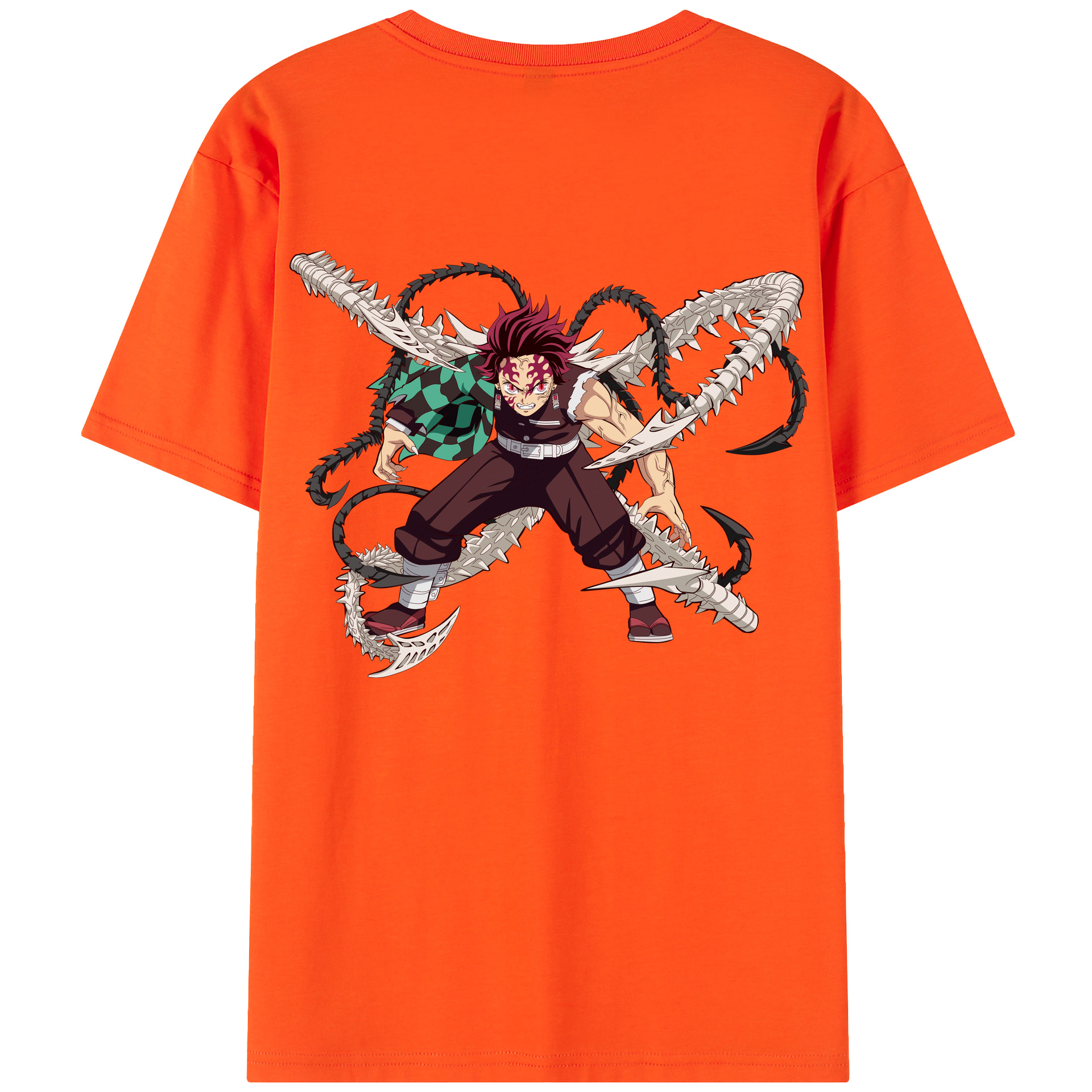 （画像用） 鬼滅の刃 竈門 炭治郎／かまど たんじろう Kamado Tanjirou 綿100％半袖Tシャツ（背面プリント）