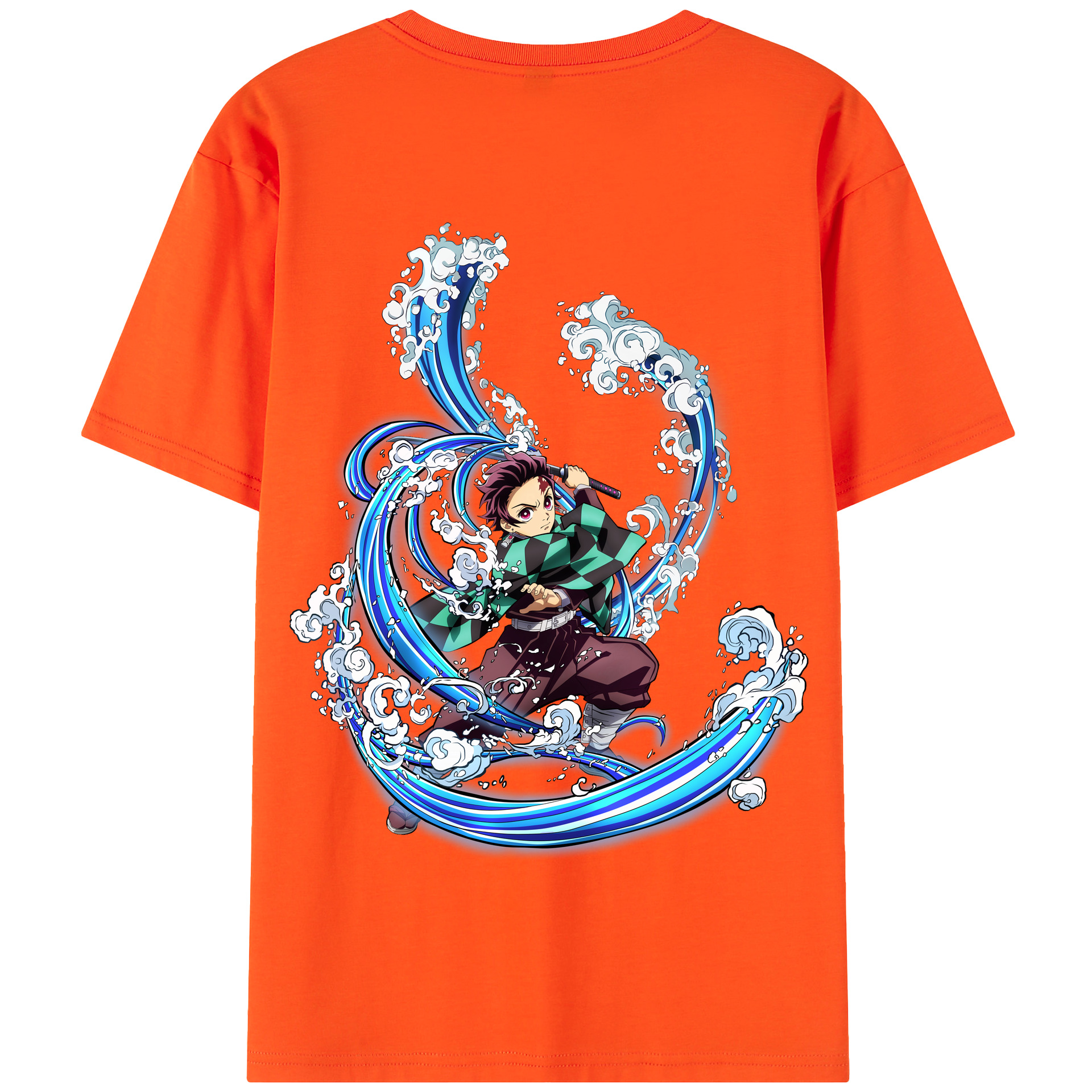 （画像用） 鬼滅の刃 竈門 炭治郎／かまど たんじろう Kamado Tanjirou 綿100％半袖Tシャツ（背面プリント）