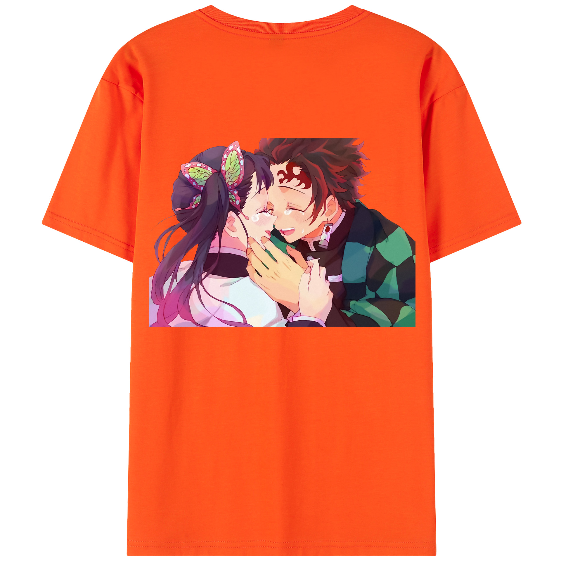 （画像用） 鬼滅の刃 竈門 炭治郎／かまど たんじろう Kamado Tanjirou 綿100％半袖Tシャツ（背面プリント）