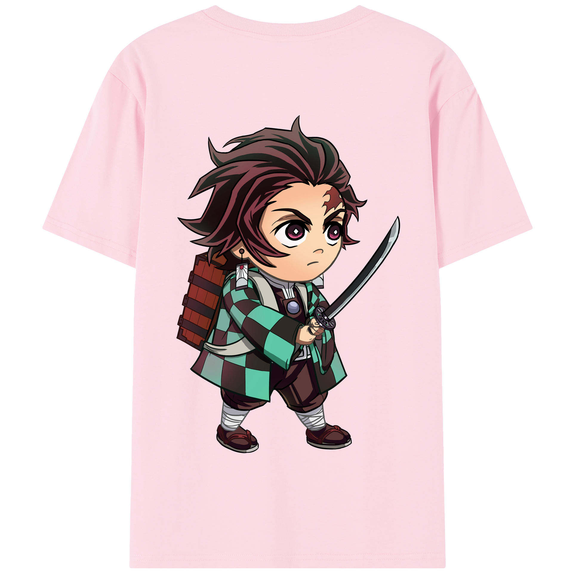 （画像用） 鬼滅の刃 竈門 炭治郎／かまど たんじろう Kamado Tanjirou 綿100％半袖Tシャツ（背面プリント）