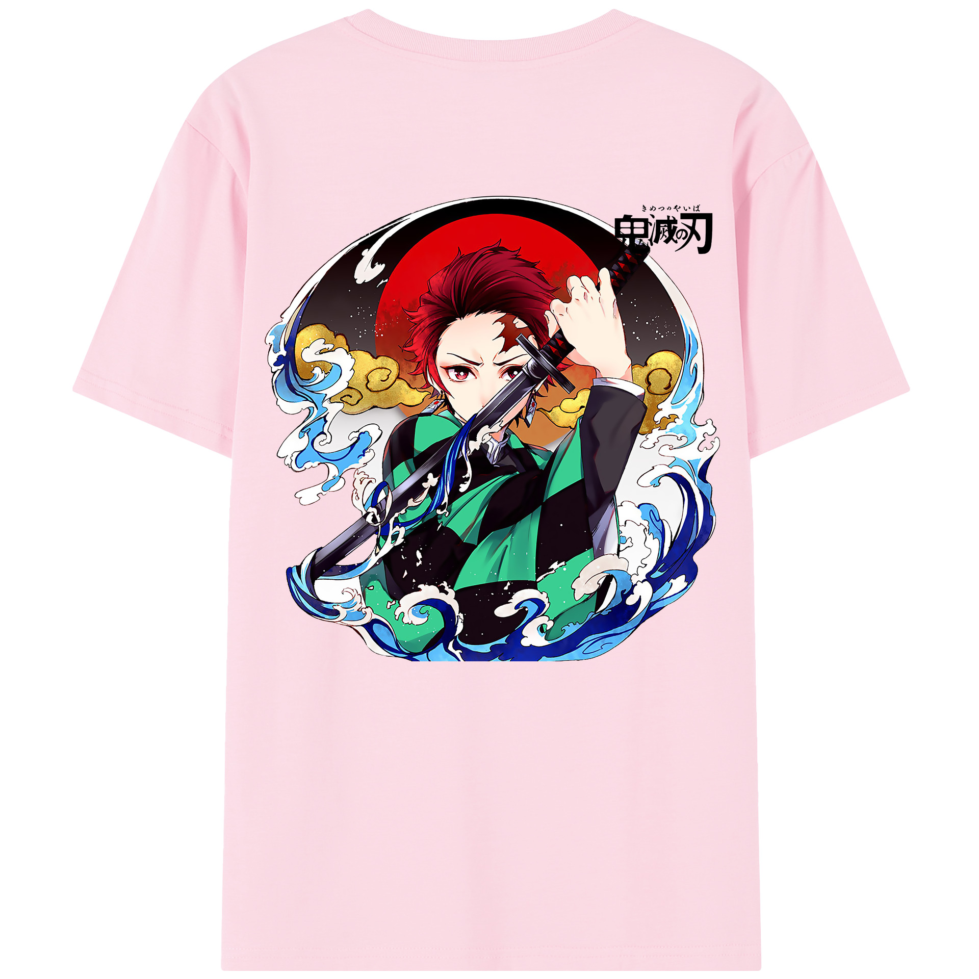 （画像用） 鬼滅の刃 竈門 炭治郎／かまど たんじろう Kamado Tanjirou 綿100％半袖Tシャツ（背面プリント）