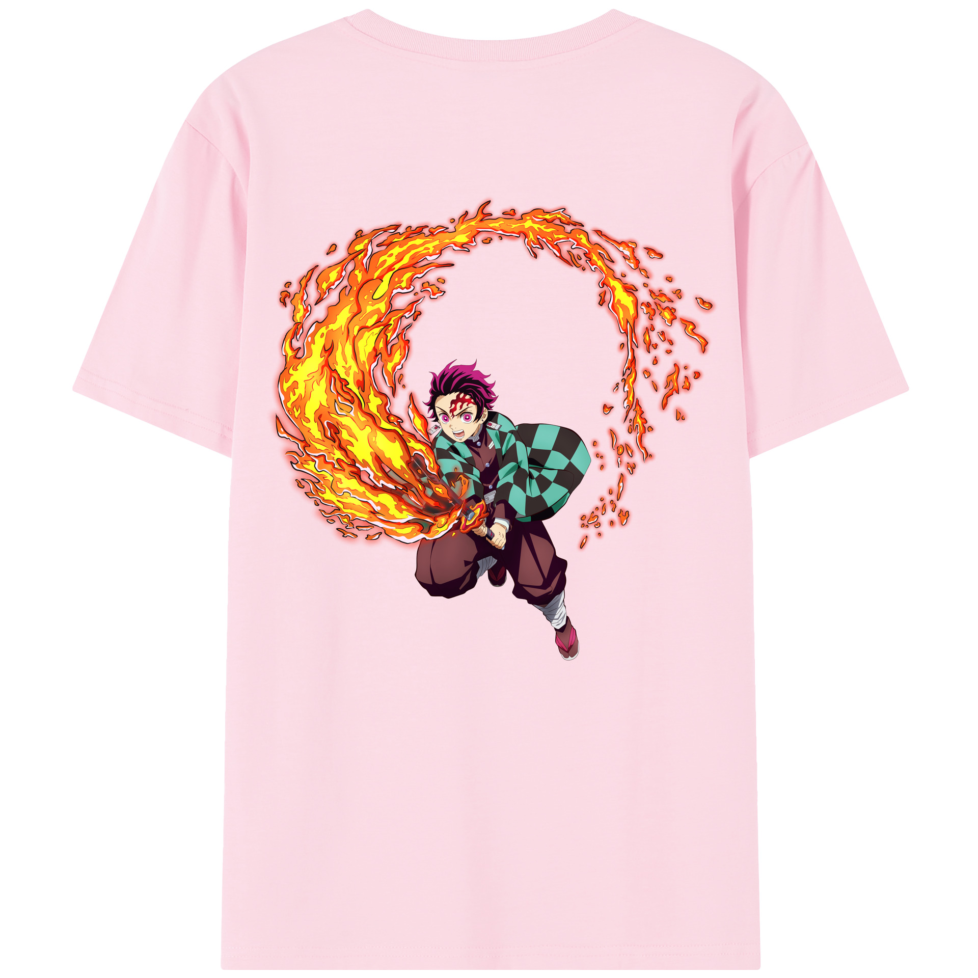 （画像用） 鬼滅の刃 竈門 炭治郎／かまど たんじろう Kamado Tanjirou 綿100％半袖Tシャツ（背面プリント）