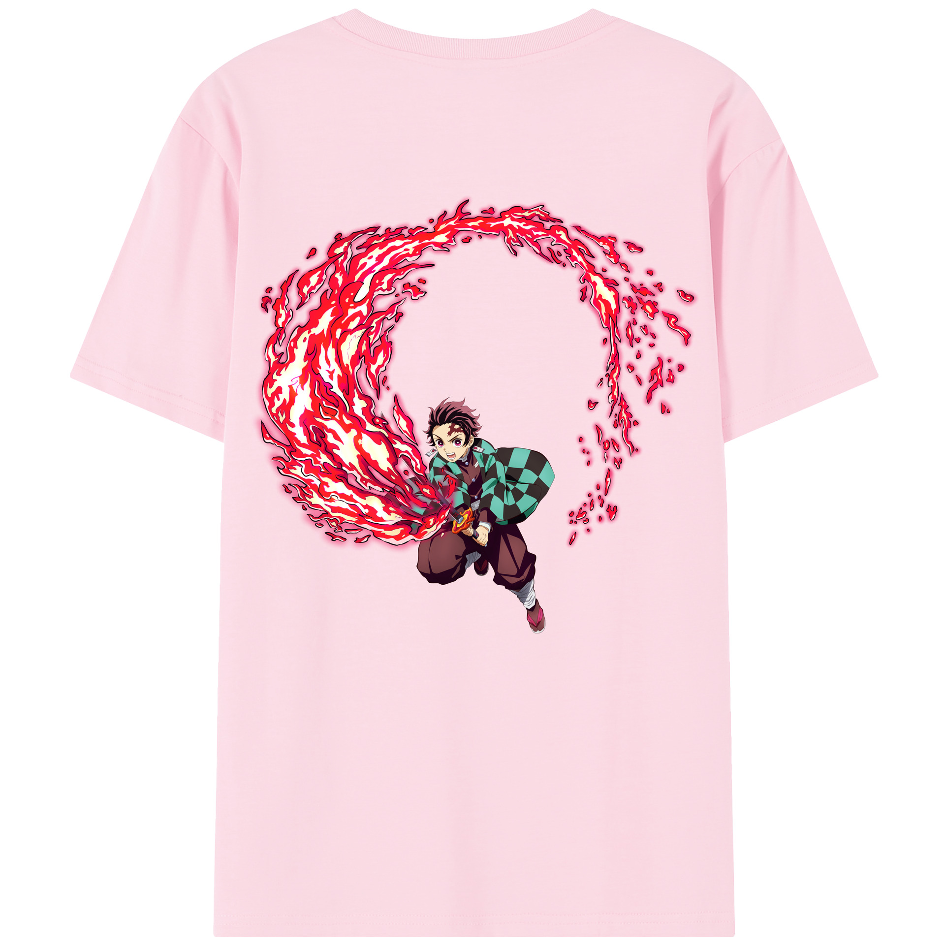 （画像用） 鬼滅の刃 竈門 炭治郎／かまど たんじろう Kamado Tanjirou 綿100％半袖Tシャツ（背面プリント）