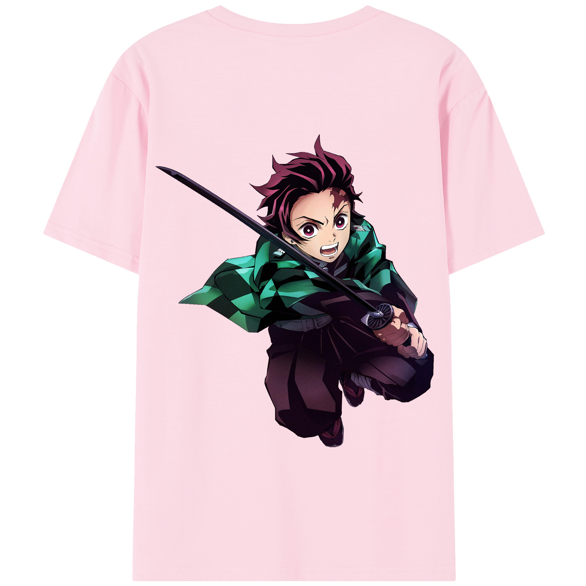 （画像用） 鬼滅の刃 竈門 炭治郎／かまど たんじろう Kamado Tanjirou 綿100％半袖Tシャツ（背面プリント）