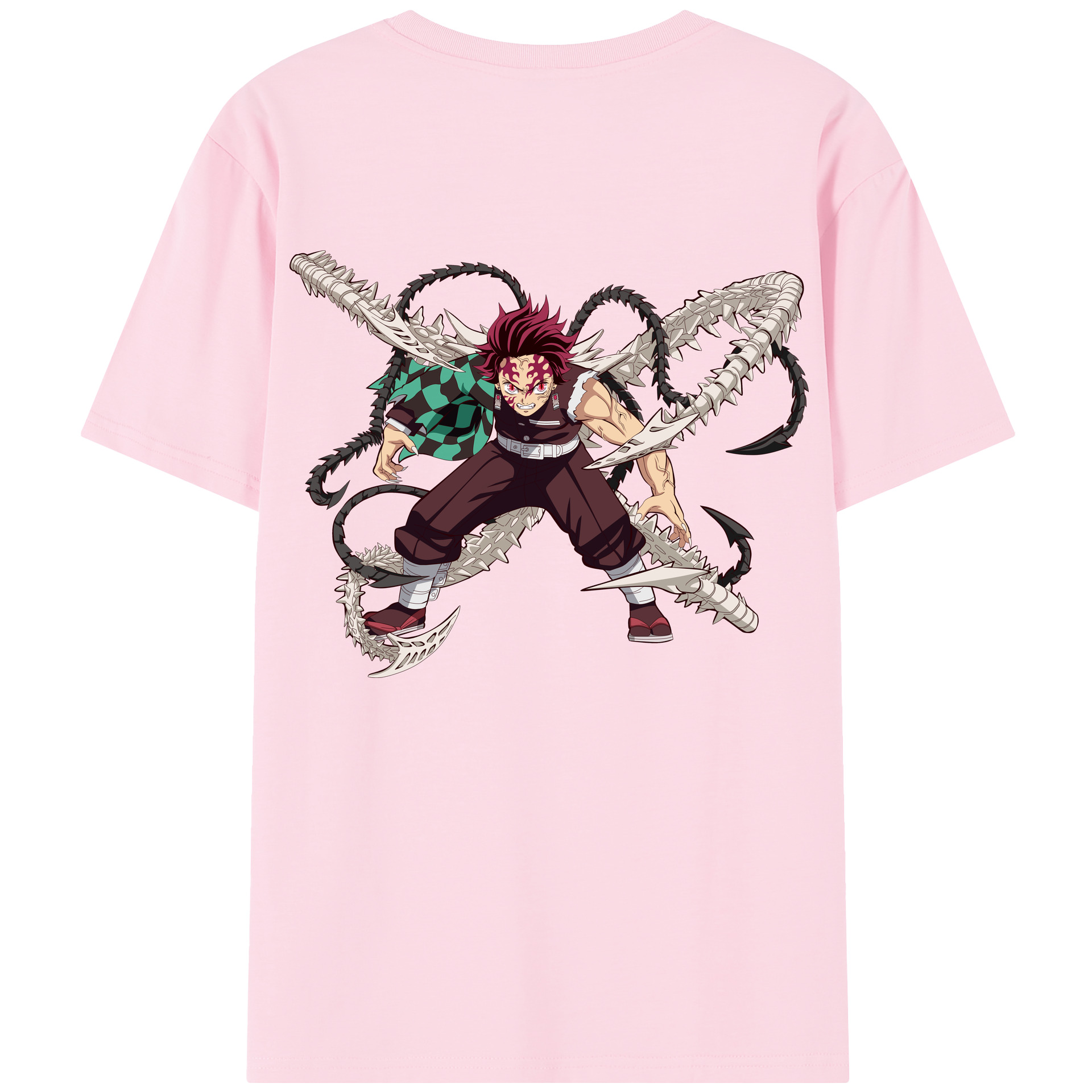 （画像用） 鬼滅の刃 竈門 炭治郎／かまど たんじろう Kamado Tanjirou 綿100％半袖Tシャツ（背面プリント）