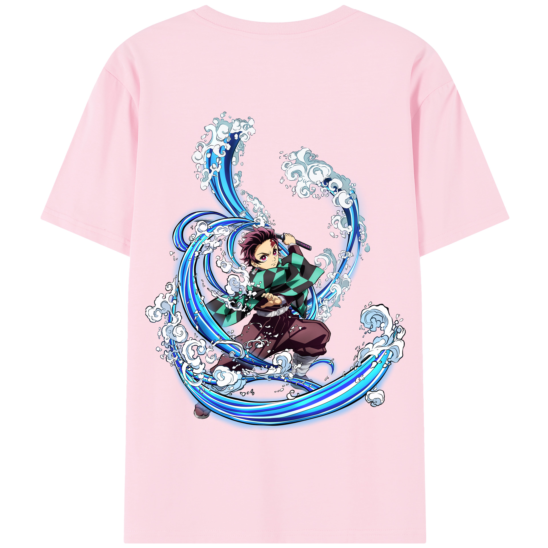 （画像用） 鬼滅の刃 竈門 炭治郎／かまど たんじろう Kamado Tanjirou 綿100％半袖Tシャツ（背面プリント）