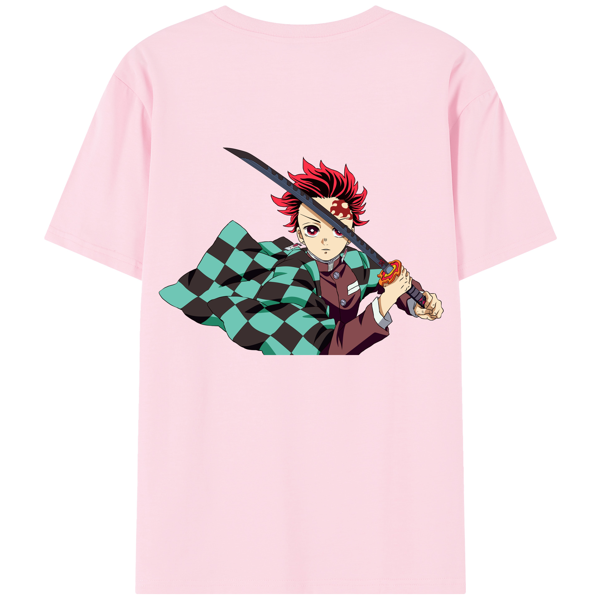 （画像用） 鬼滅の刃 竈門 炭治郎／かまど たんじろう Kamado Tanjirou 綿100％半袖Tシャツ（背面プリント）