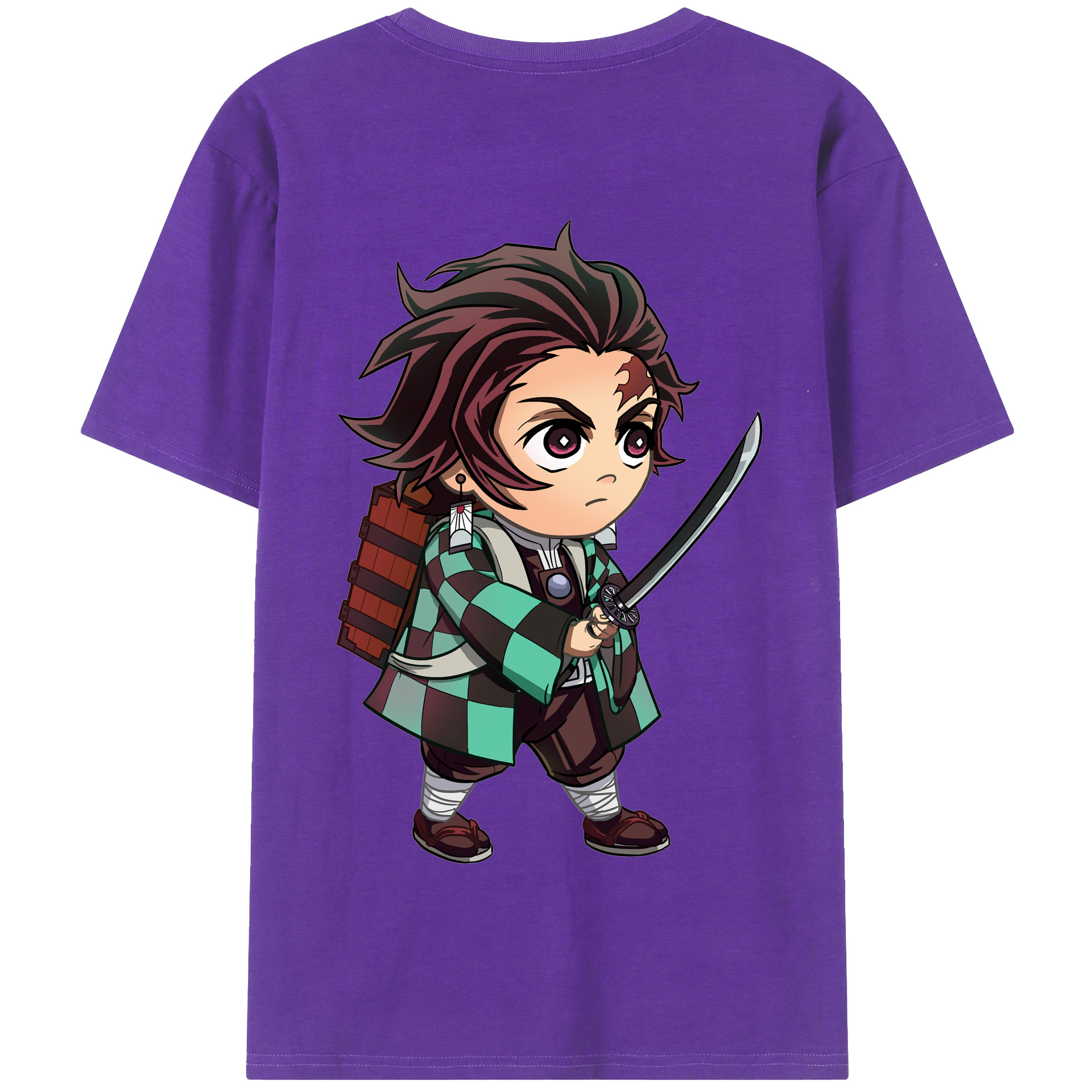 （画像用） 鬼滅の刃 竈門 炭治郎／かまど たんじろう Kamado Tanjirou 綿100％半袖Tシャツ（背面プリント）