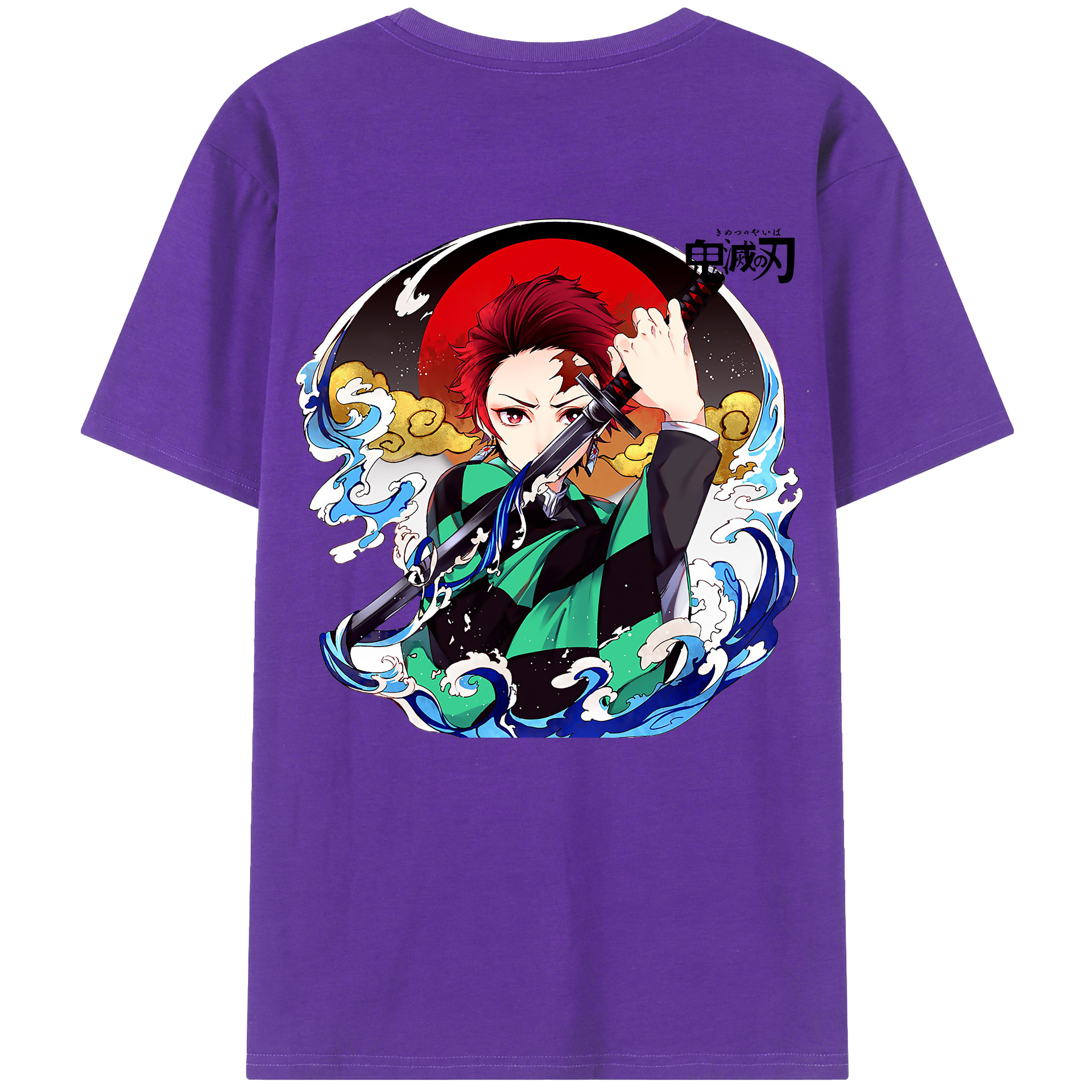 （画像用） 鬼滅の刃 竈門 炭治郎／かまど たんじろう Kamado Tanjirou 綿100％半袖Tシャツ（背面プリント）