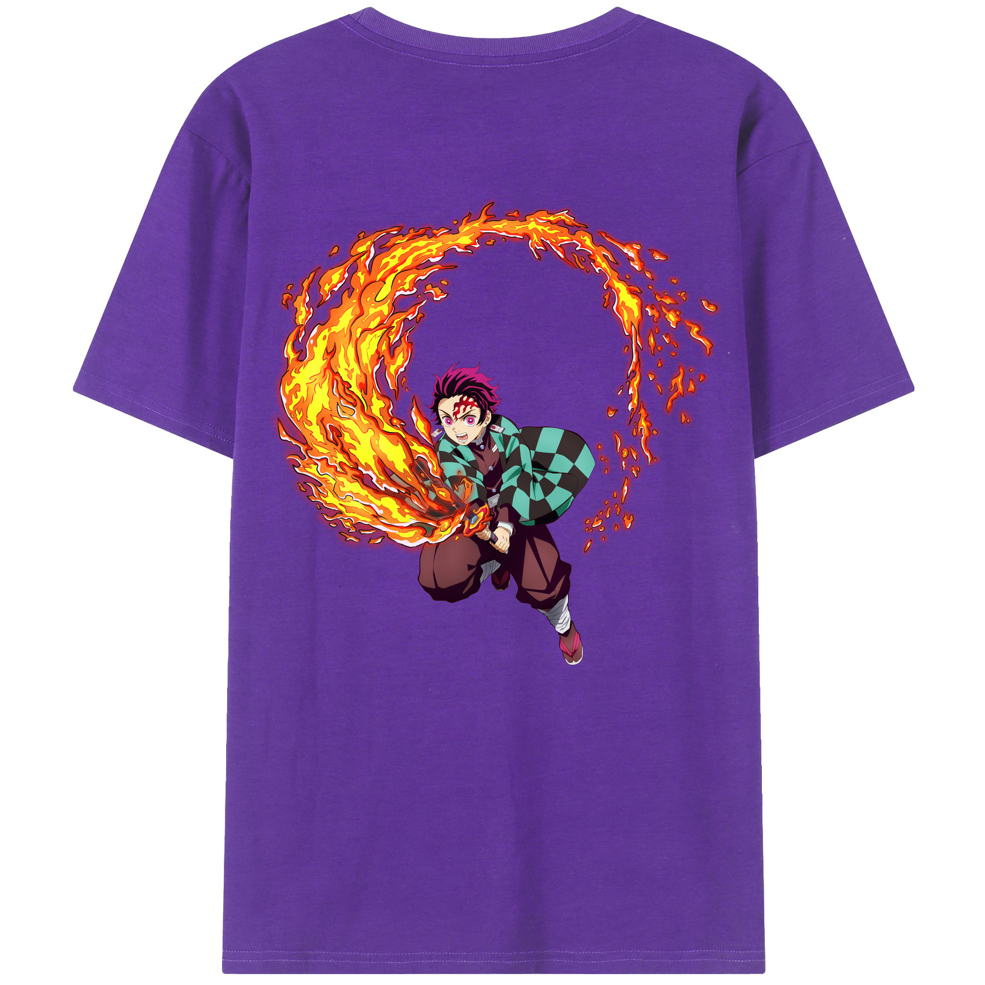 （画像用） 鬼滅の刃 竈門 炭治郎／かまど たんじろう Kamado Tanjirou 綿100％半袖Tシャツ（背面プリント）
