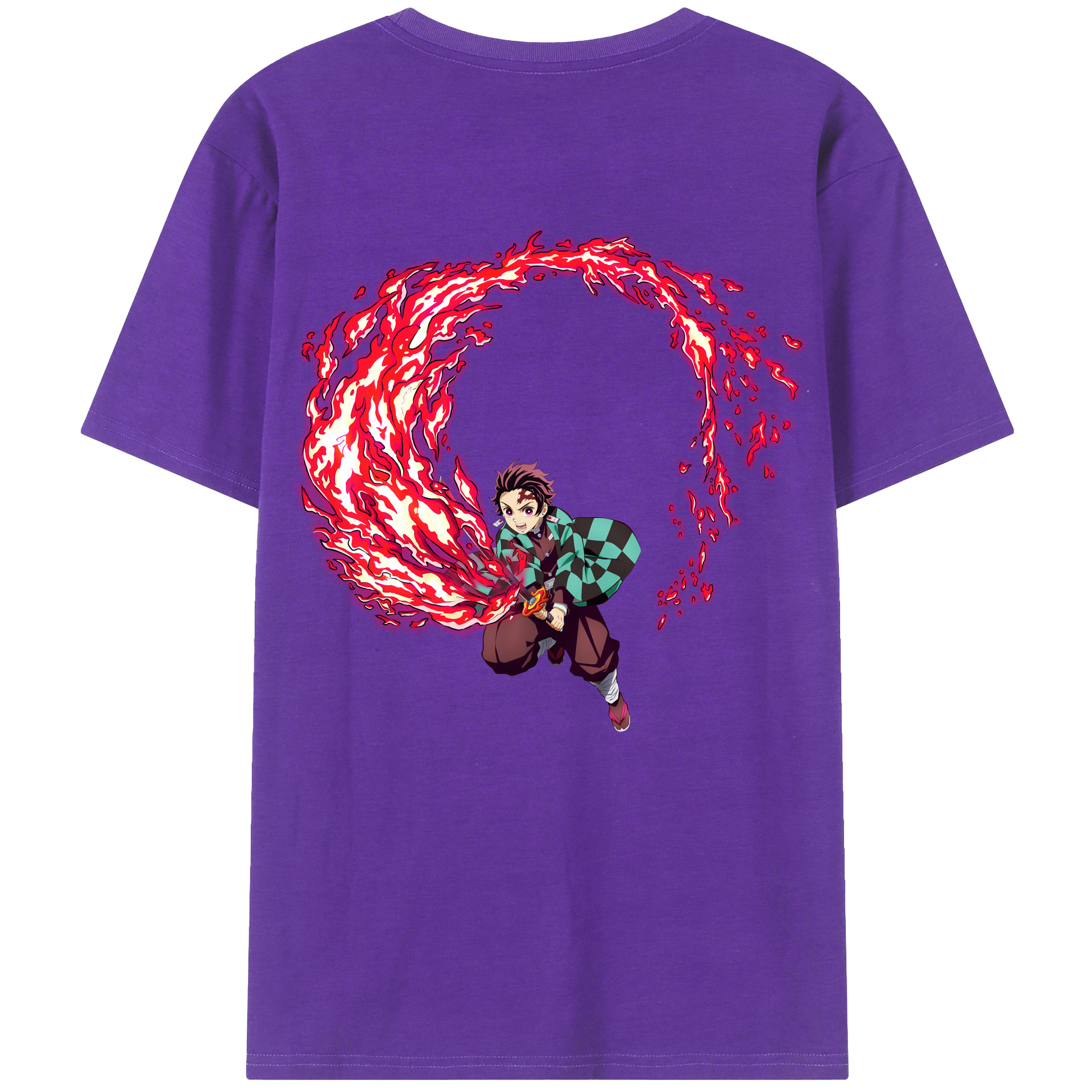 （画像用） 鬼滅の刃 竈門 炭治郎／かまど たんじろう Kamado Tanjirou 綿100％半袖Tシャツ（背面プリント）