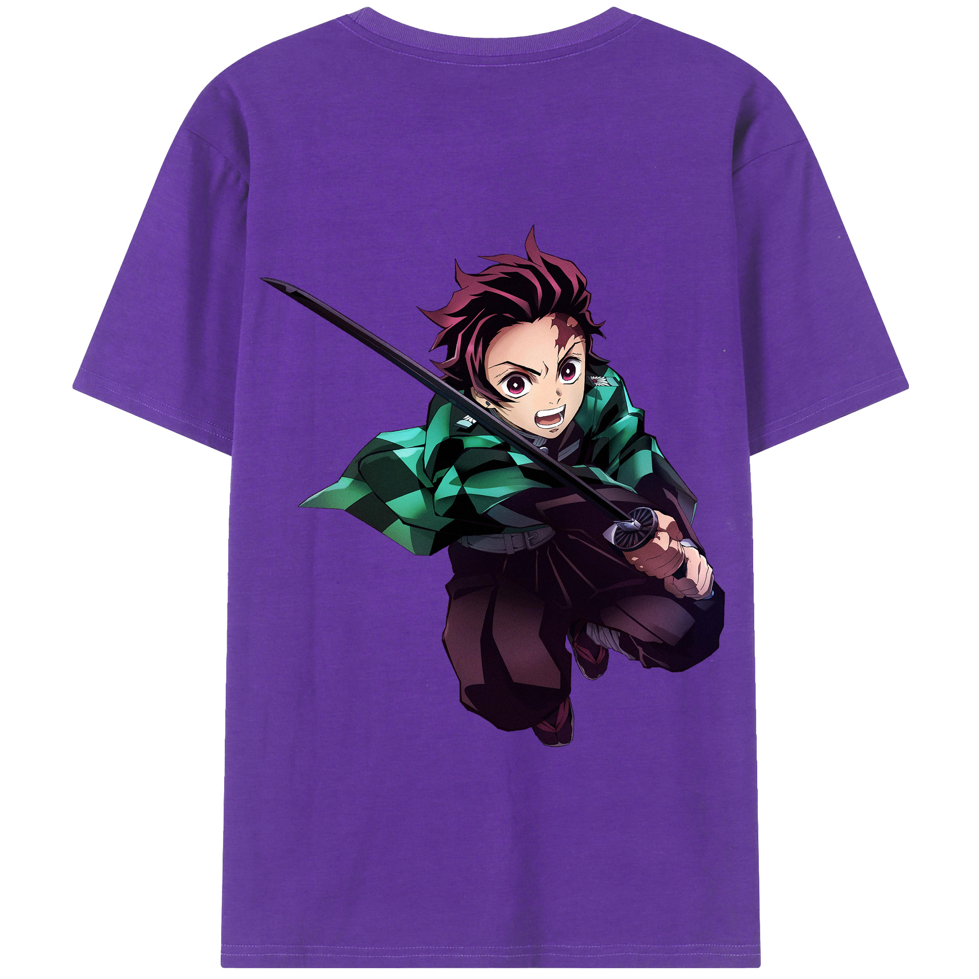 （画像用） 鬼滅の刃 竈門 炭治郎／かまど たんじろう Kamado Tanjirou 綿100％半袖Tシャツ（背面プリント）
