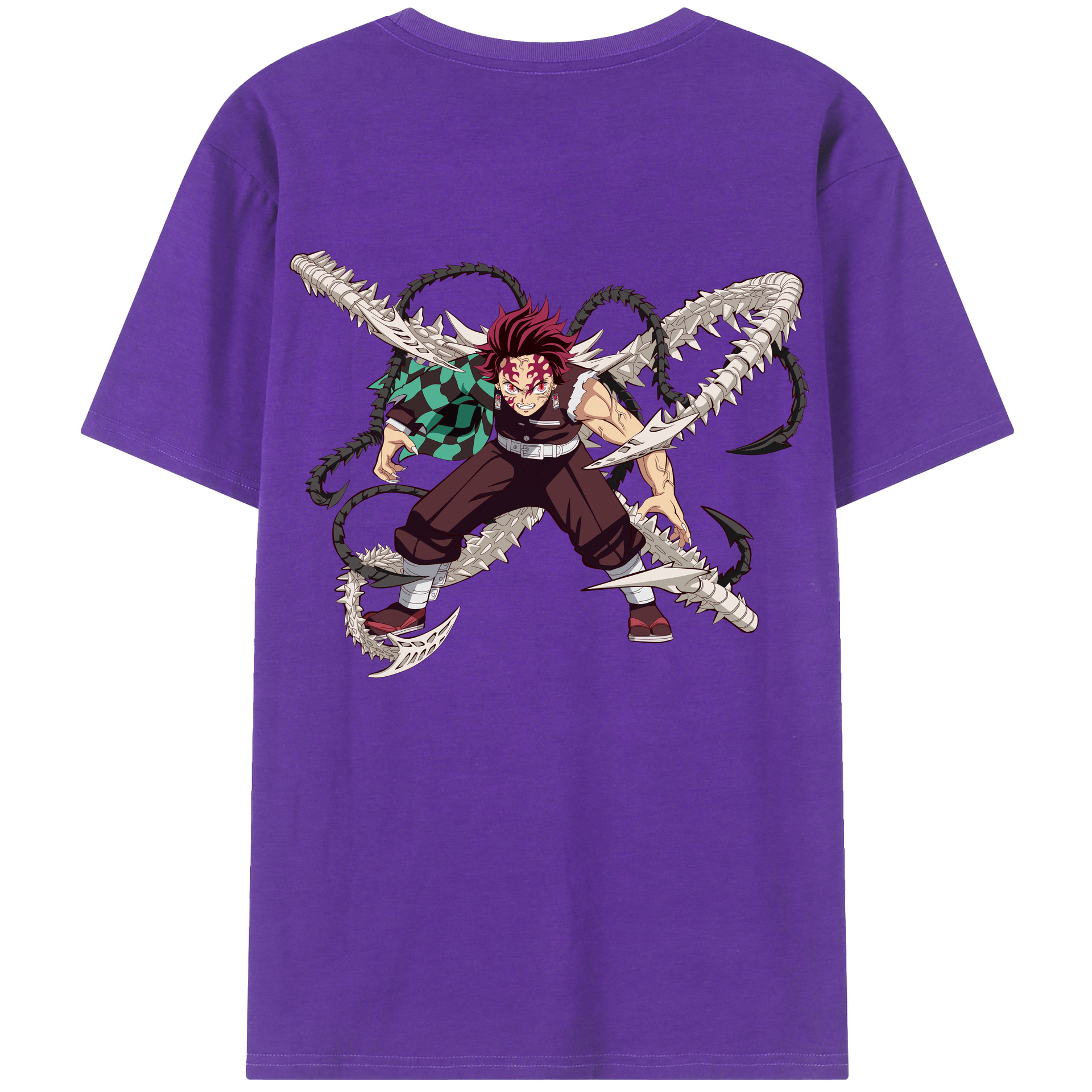 （画像用） 鬼滅の刃 竈門 炭治郎／かまど たんじろう Kamado Tanjirou 綿100％半袖Tシャツ（背面プリント）