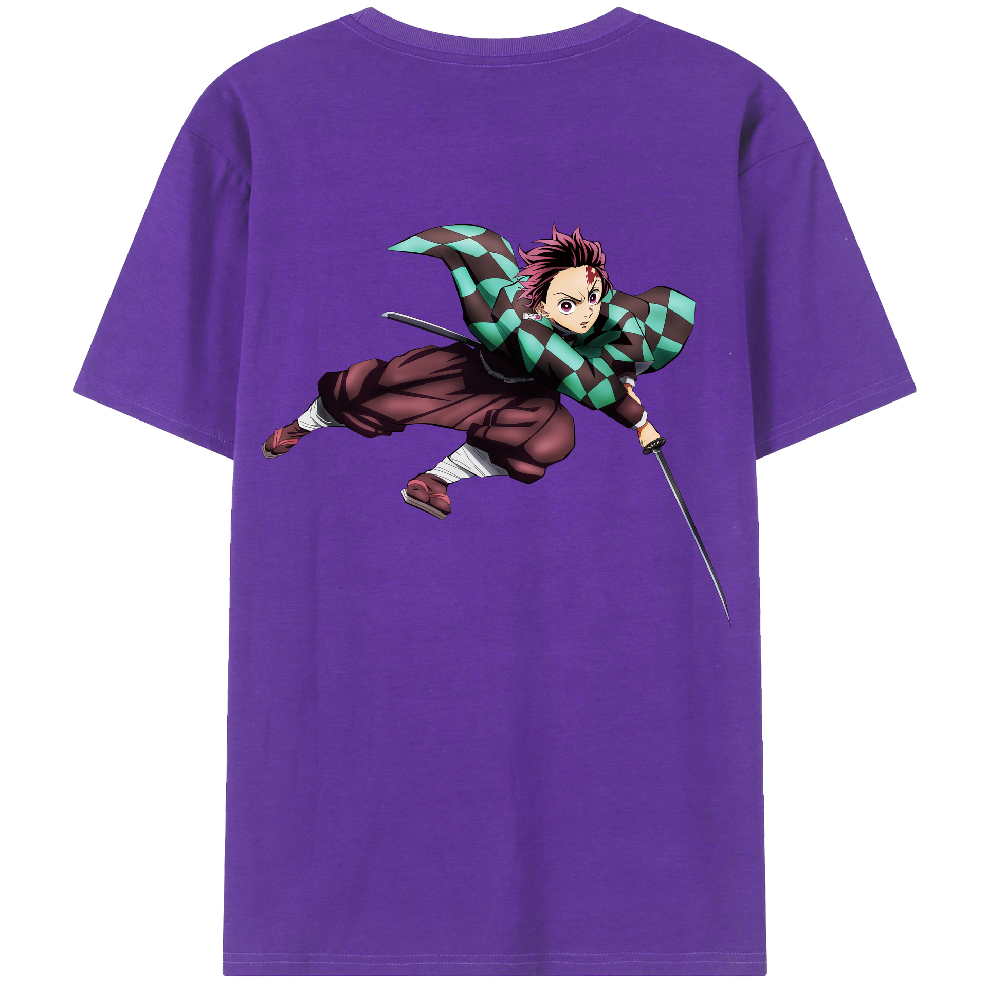 （画像用） 鬼滅の刃 竈門 炭治郎／かまど たんじろう Kamado Tanjirou 綿100％半袖Tシャツ（背面プリント）