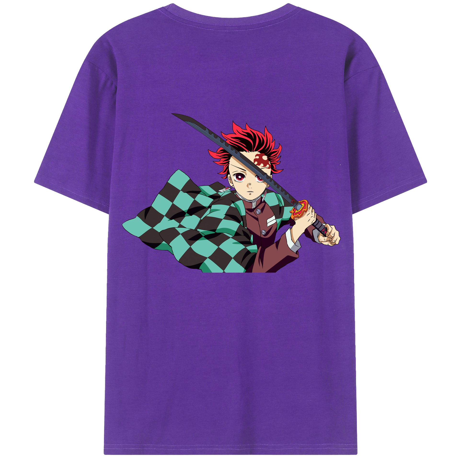 （画像用） 鬼滅の刃 竈門 炭治郎／かまど たんじろう Kamado Tanjirou 綿100％半袖Tシャツ（背面プリント）