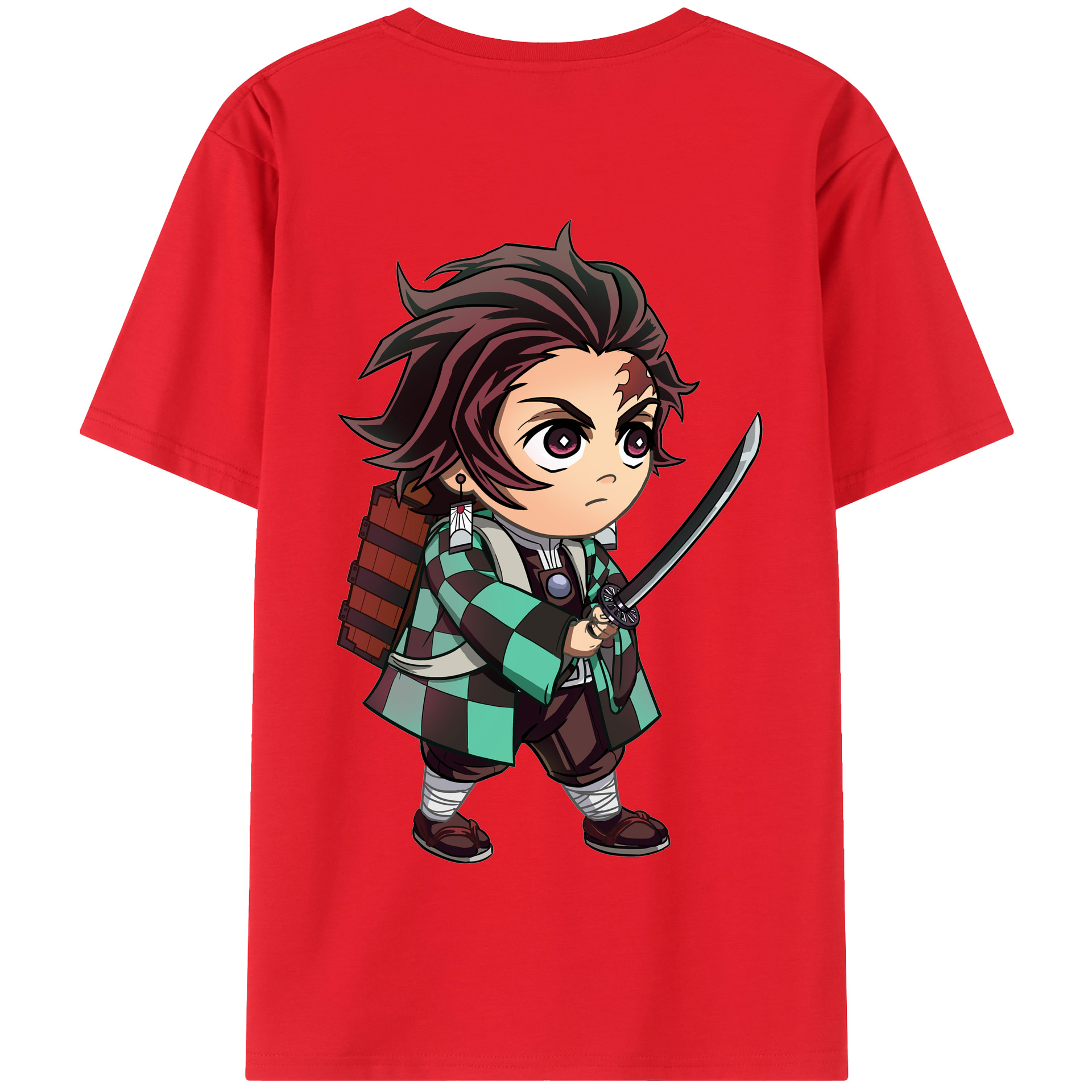（画像用） 鬼滅の刃 竈門 炭治郎／かまど たんじろう Kamado Tanjirou 綿100％半袖Tシャツ（背面プリント）